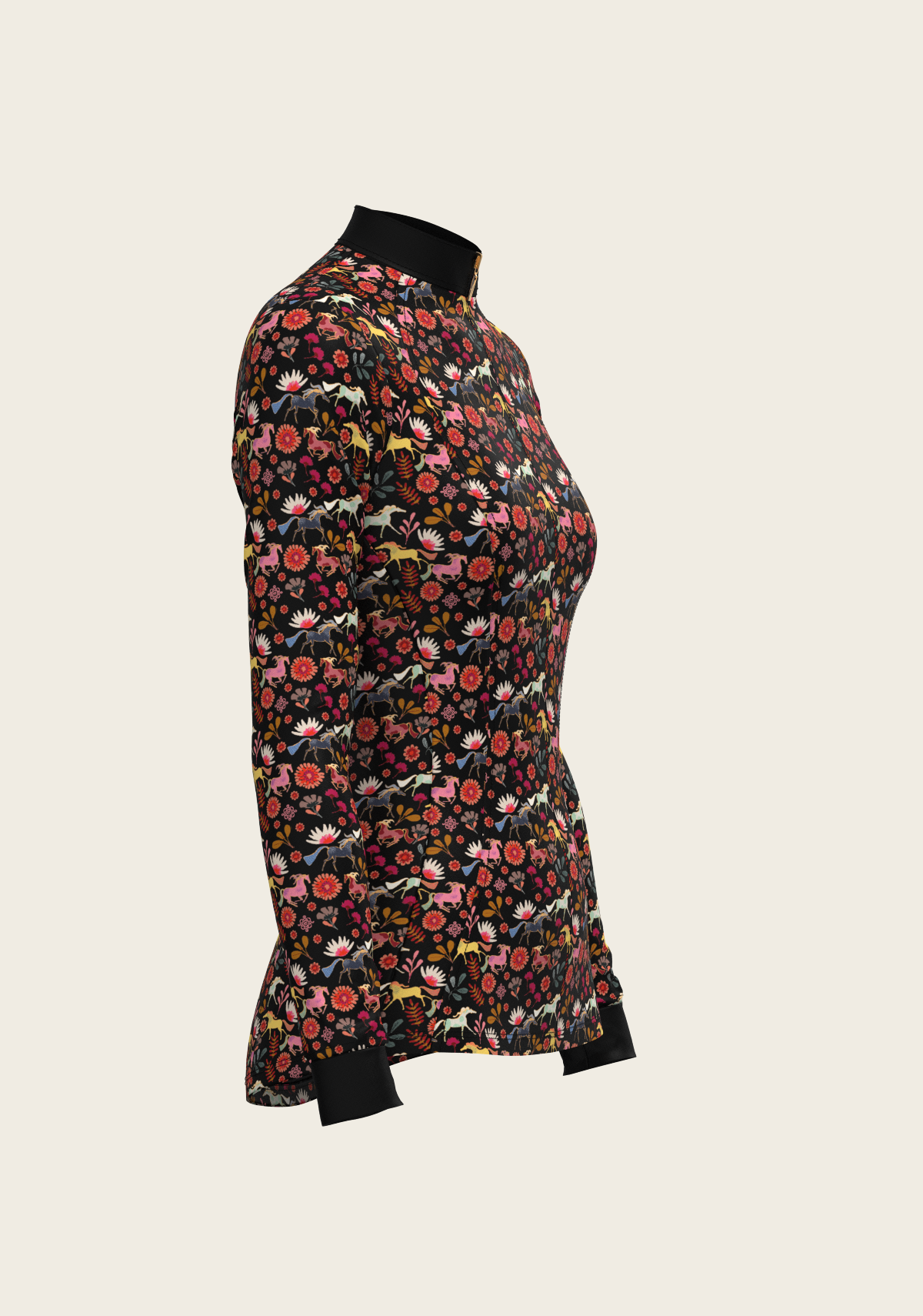Bouquet on Black Quarter Zip Sun Shirt