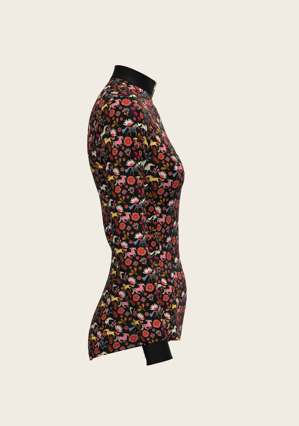 Bouquet on Black Quarter Zip Sun Shirt