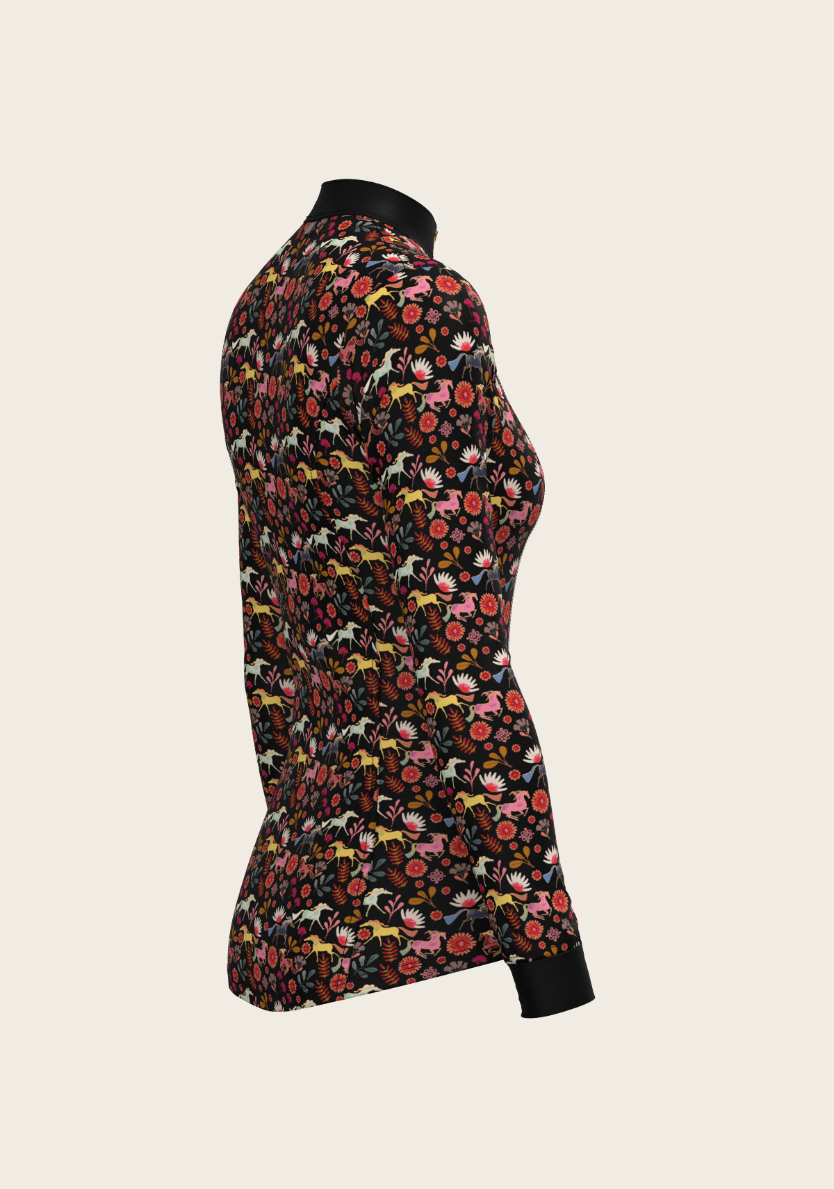 Bouquet on Black Quarter Zip Sun Shirt