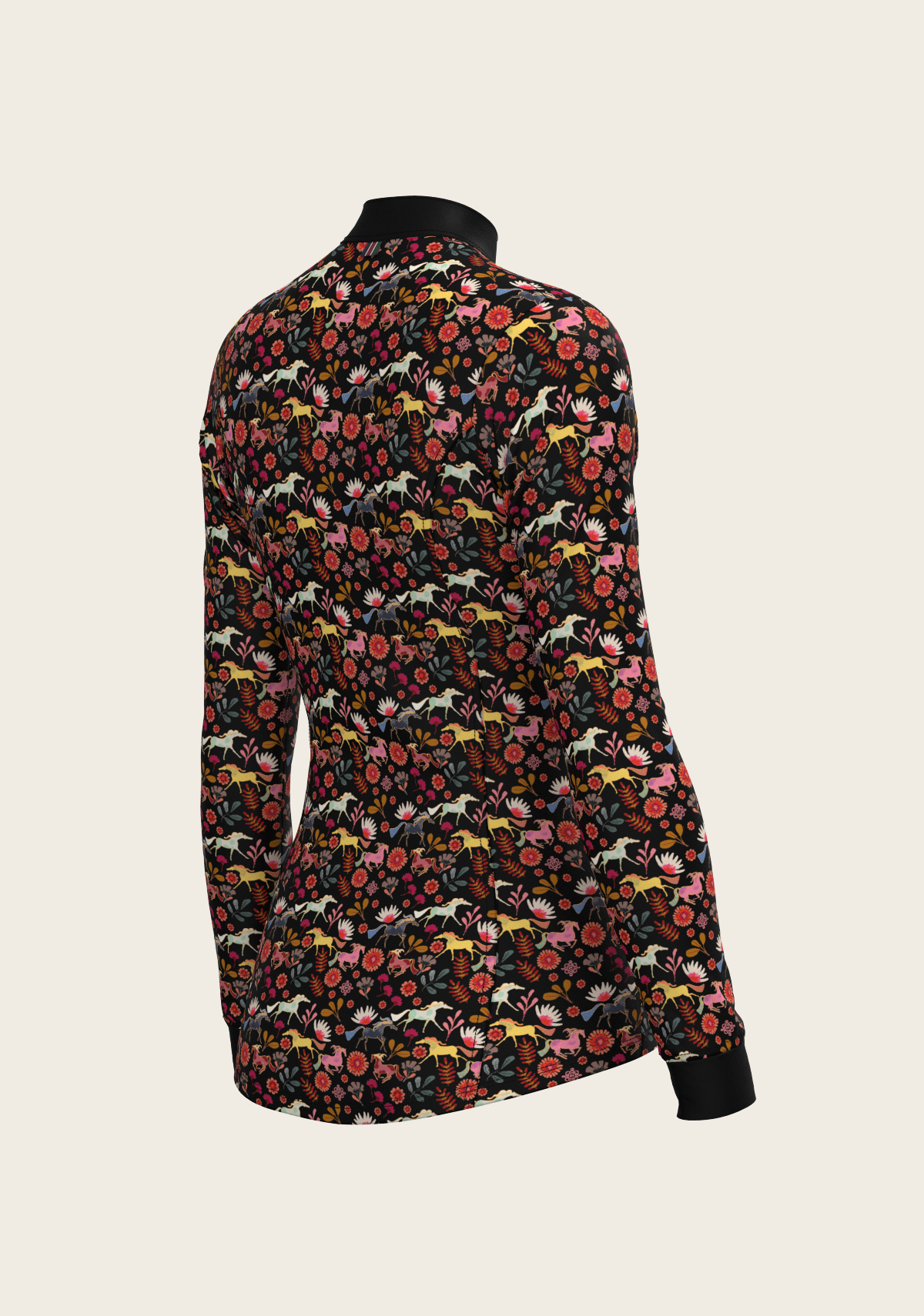 Bouquet on Black Quarter Zip Sun Shirt
