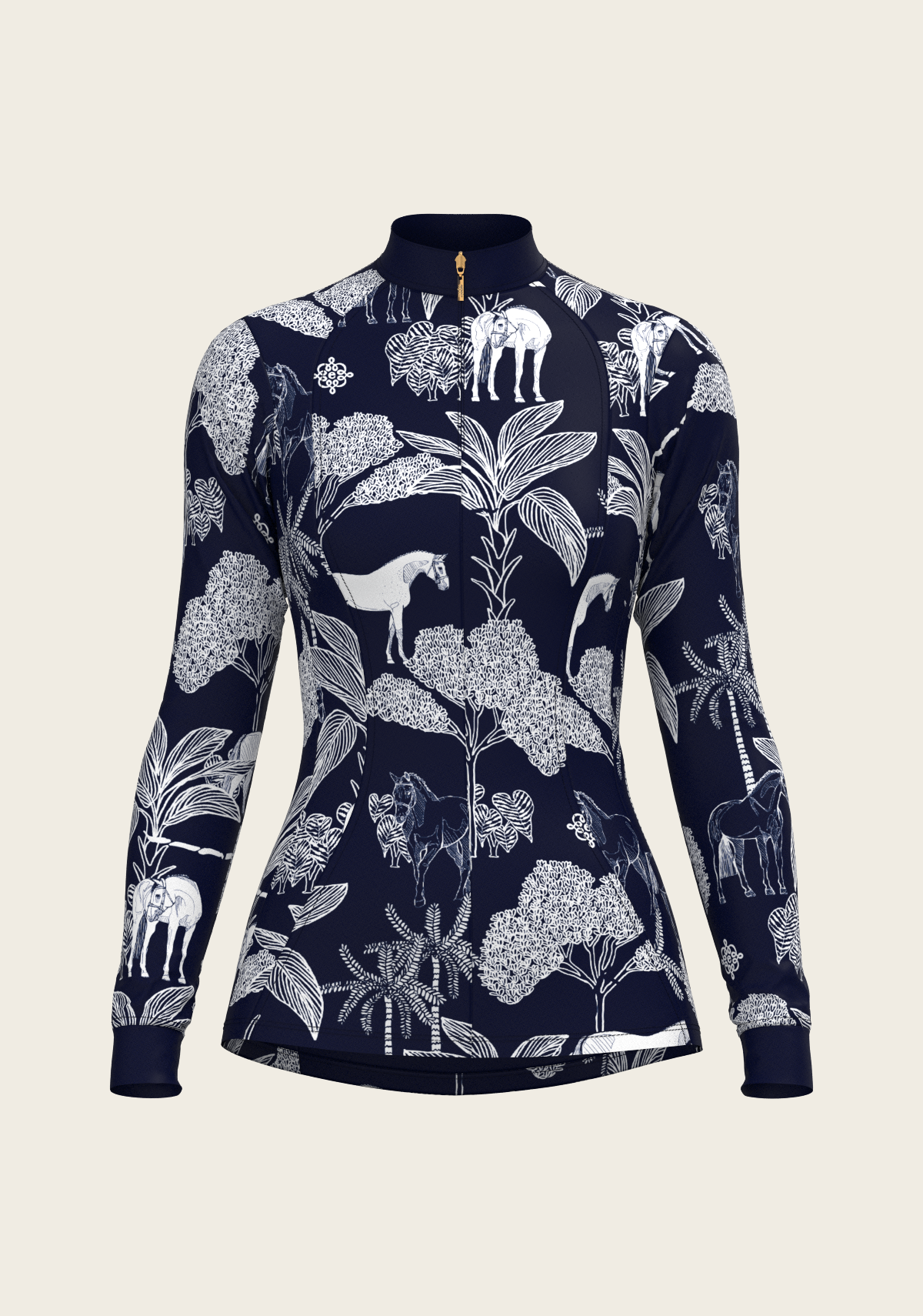 Island Horses on Navy Quarter Zip Sun Shirt