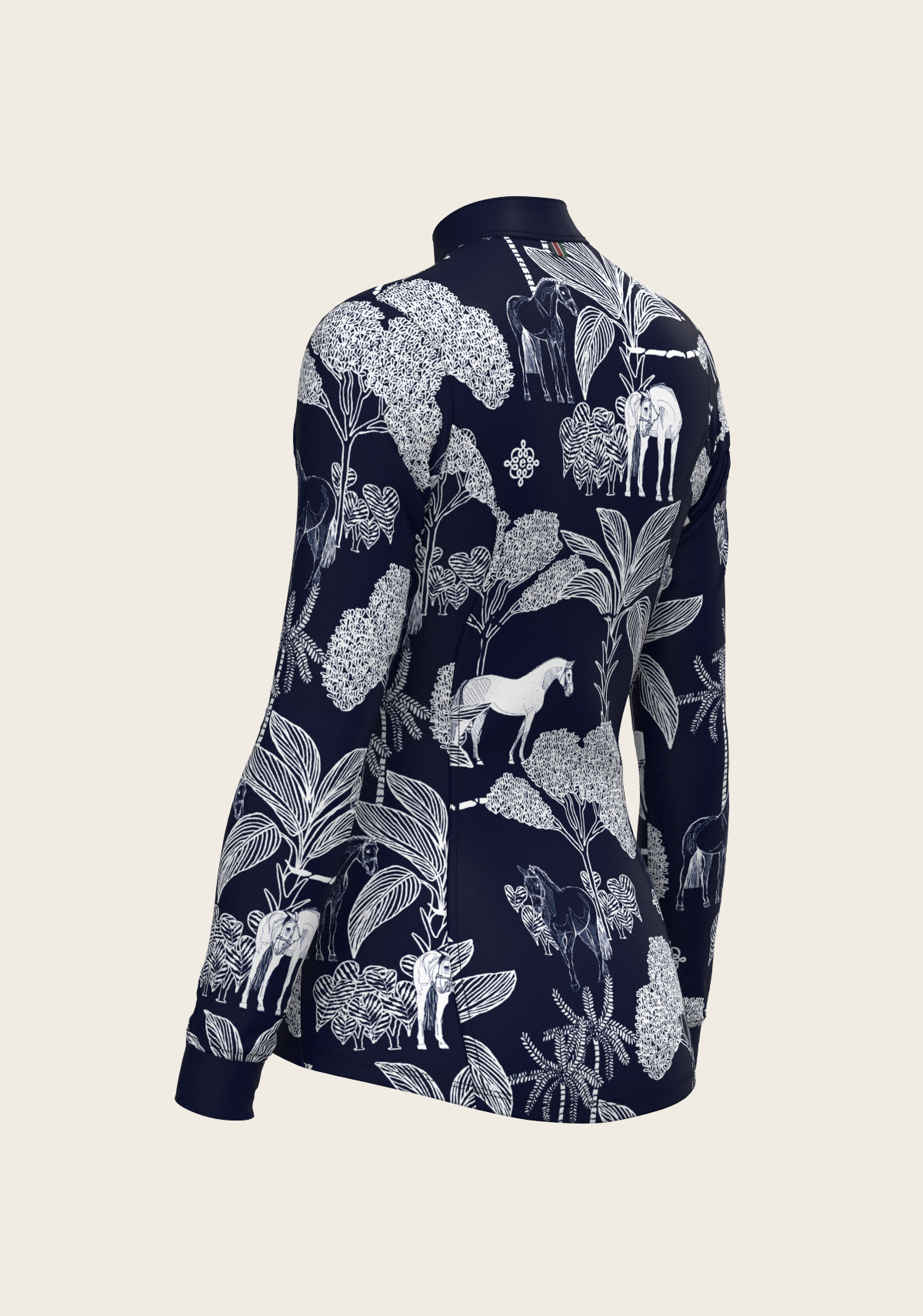 Island Horses on Navy Quarter Zip Sun Shirt