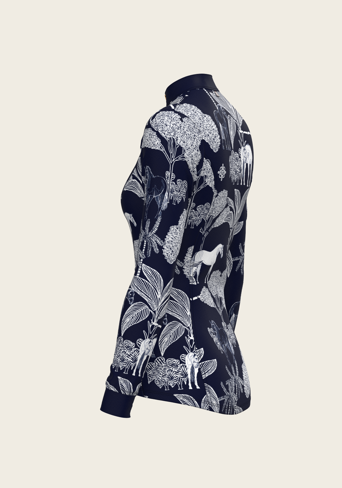Island Horses on Navy Quarter Zip Sun Shirt