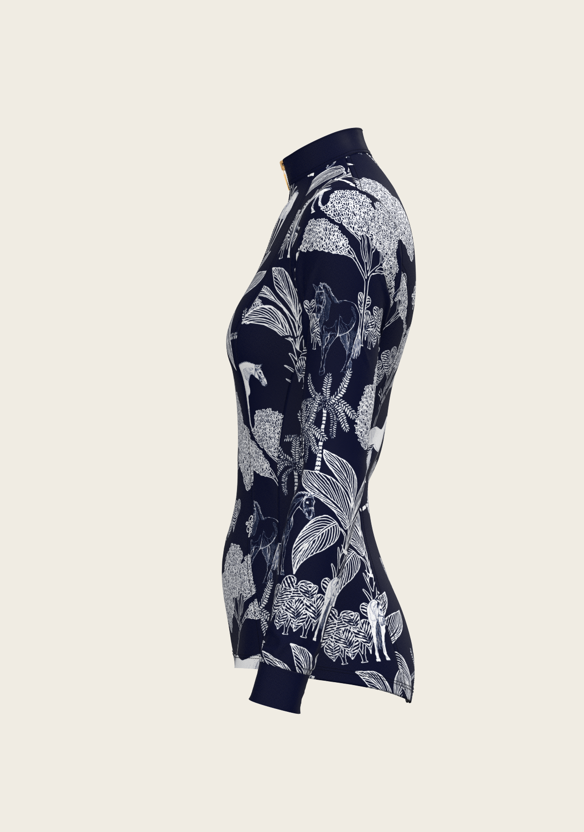 Island Horses on Navy Quarter Zip Sun Shirt