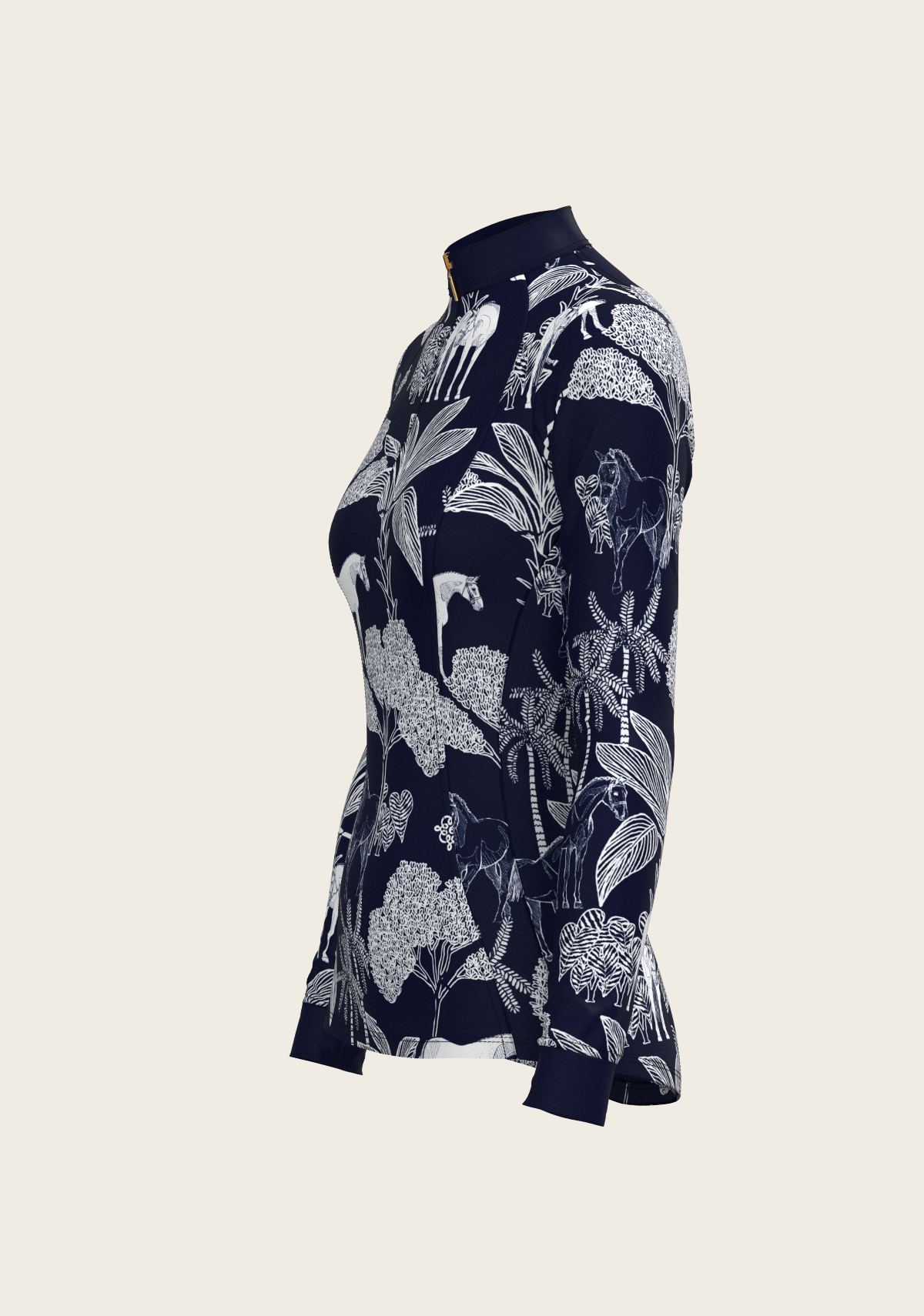 Island Horses on Navy Quarter Zip Sun Shirt