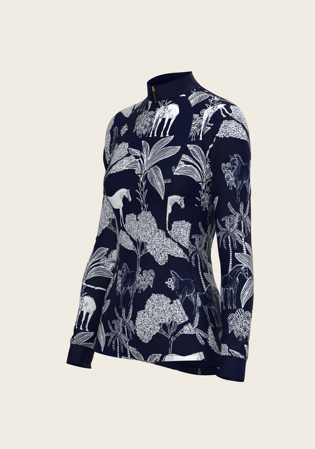 Island Horses on Navy Quarter Zip Sun Shirt