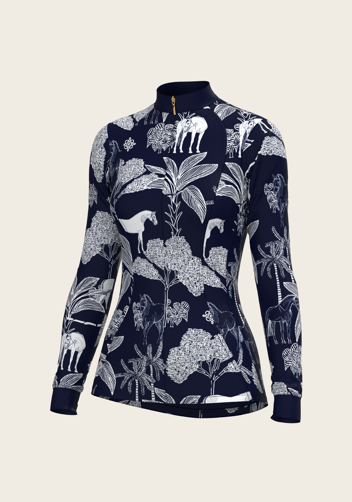 Island Horses on Navy Quarter Zip Sun Shirt