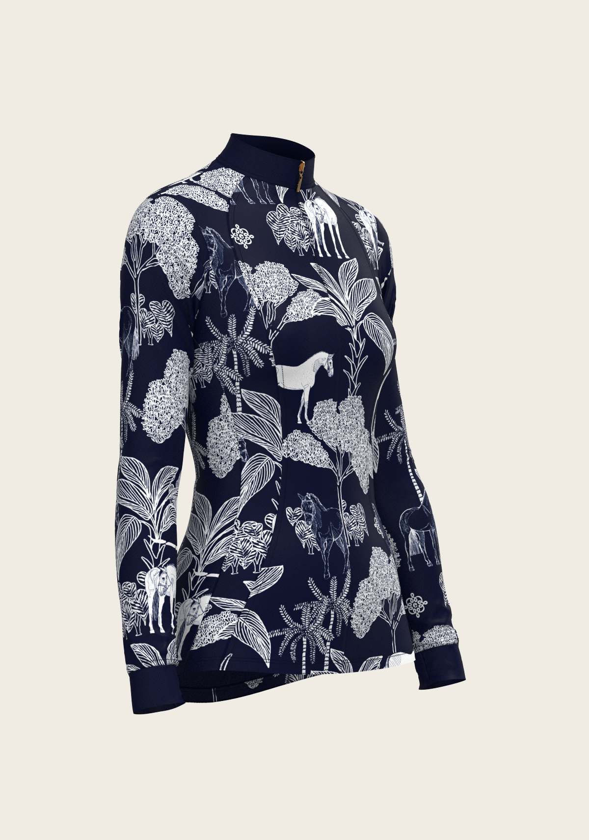 Island Horses on Navy Quarter Zip Sun Shirt