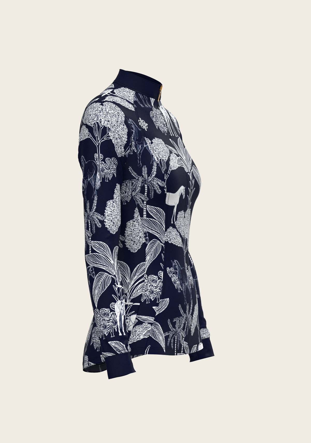 Island Horses on Navy Quarter Zip Sun Shirt
