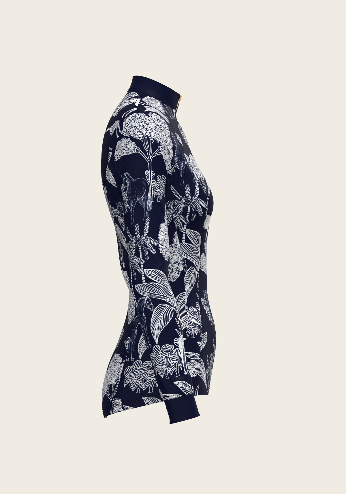 Island Horses on Navy Quarter Zip Sun Shirt