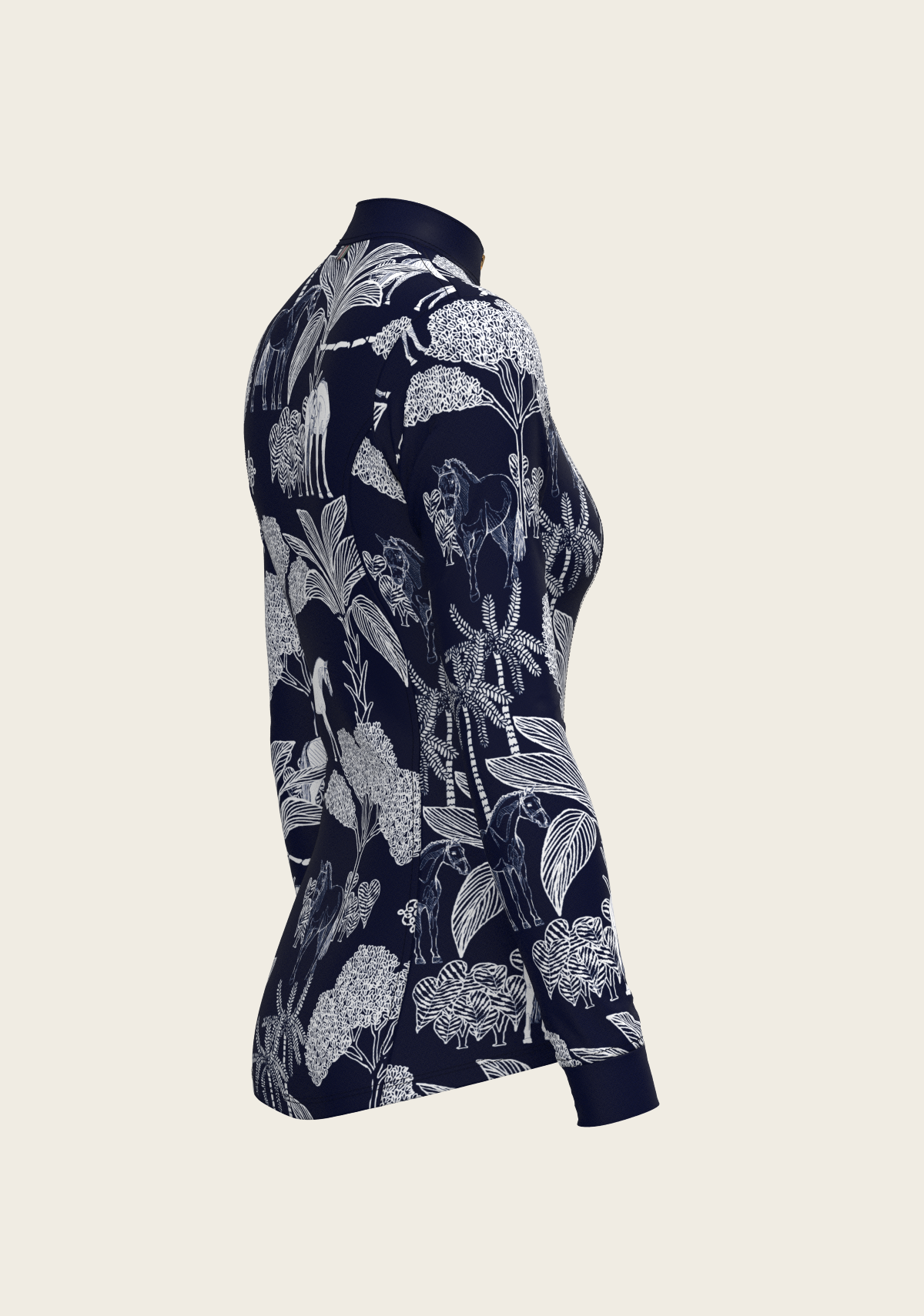 Island Horses on Navy Quarter Zip Sun Shirt