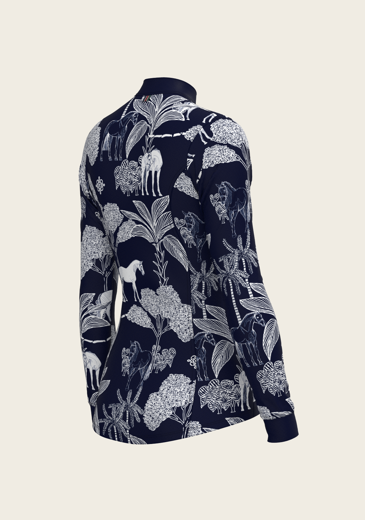 Island Horses on Navy Quarter Zip Sun Shirt