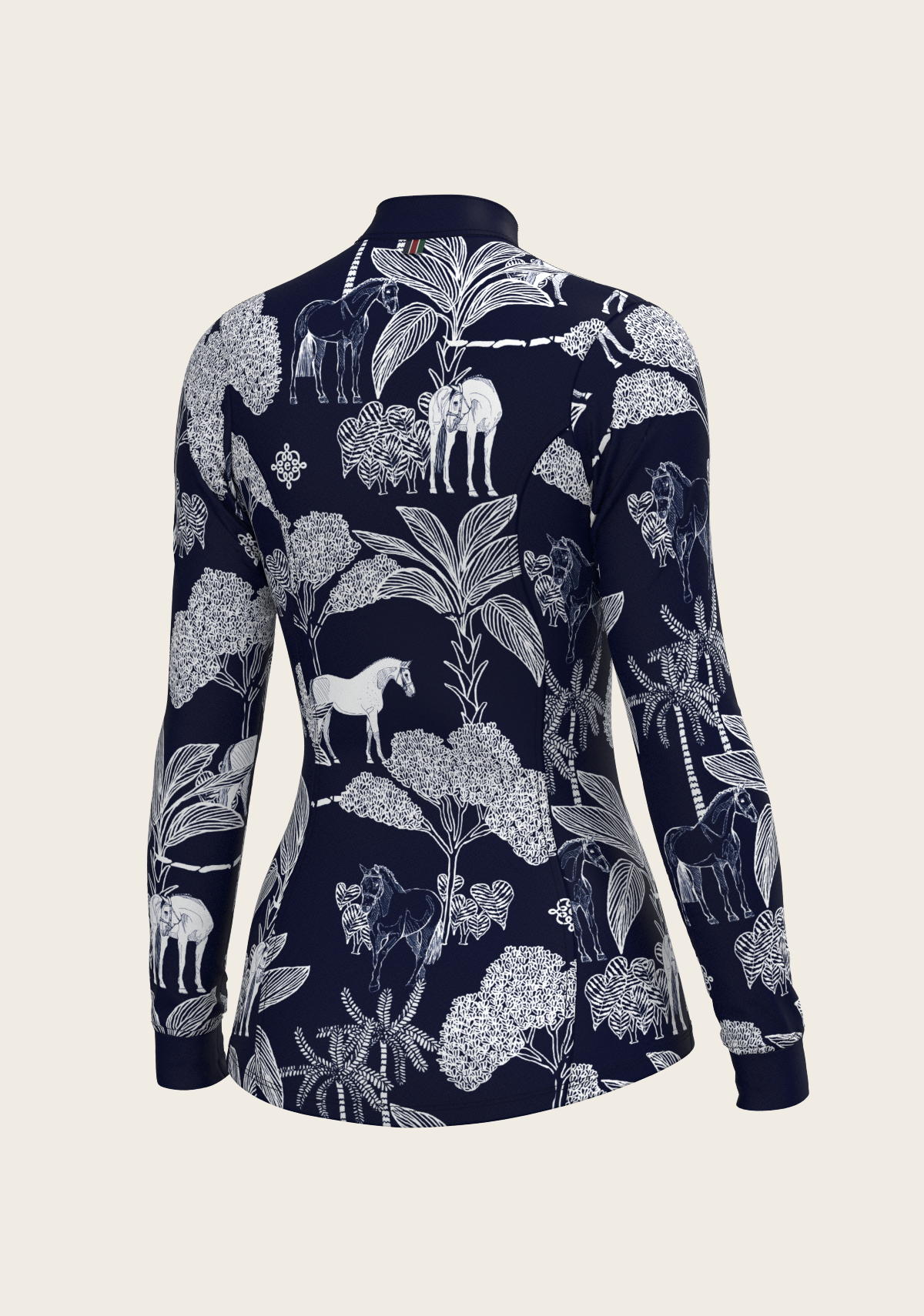 Island Horses on Navy Quarter Zip Sun Shirt