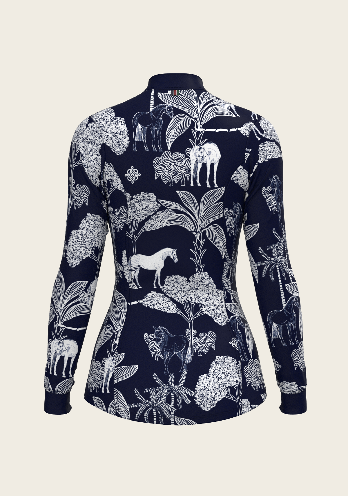 Island Horses on Navy Quarter Zip Sun Shirt