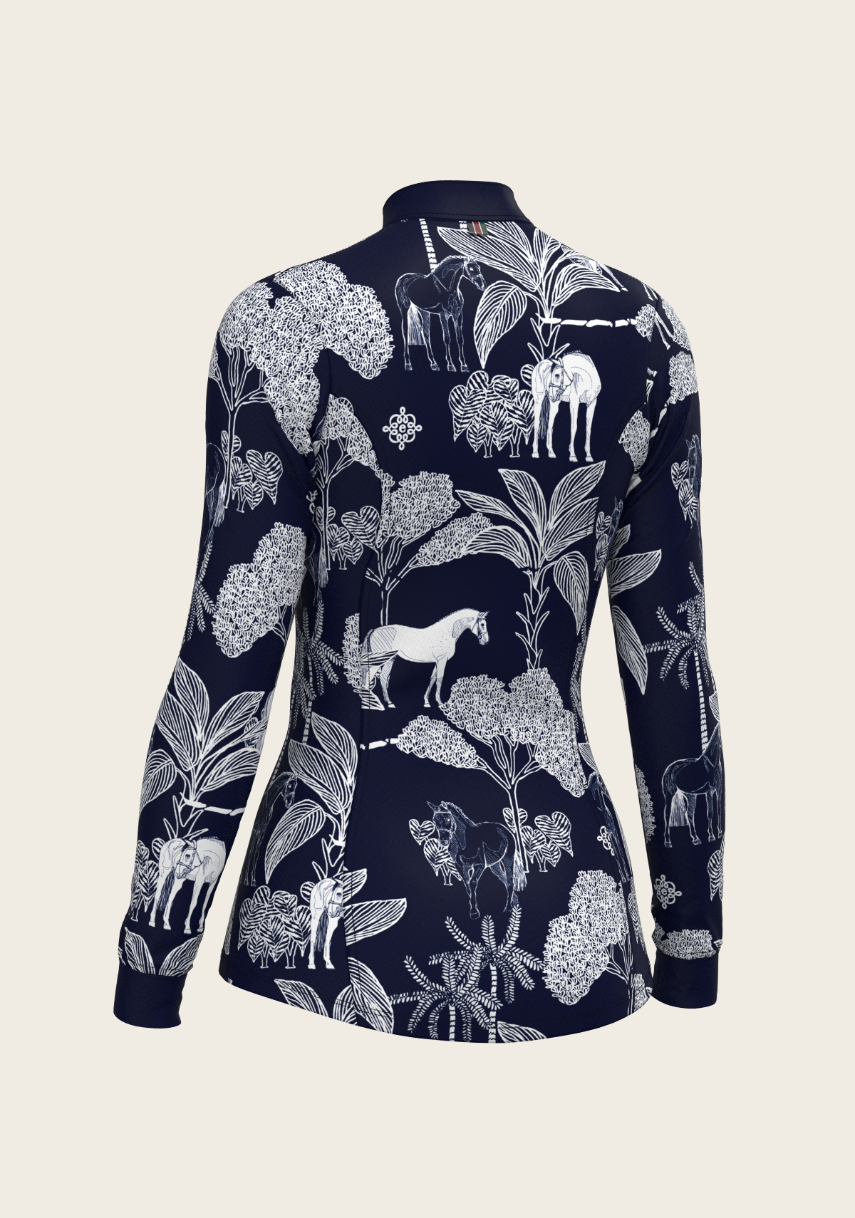 Island Horses on Navy Quarter Zip Sun Shirt