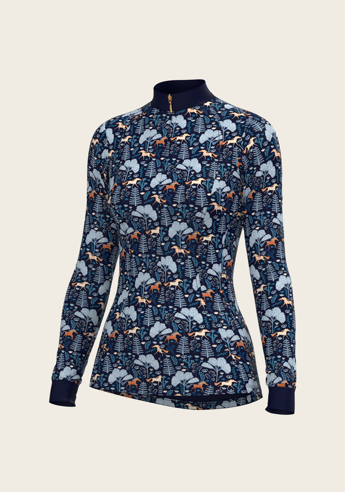 Forest on Navy Quarter Zip Sun Shirt
