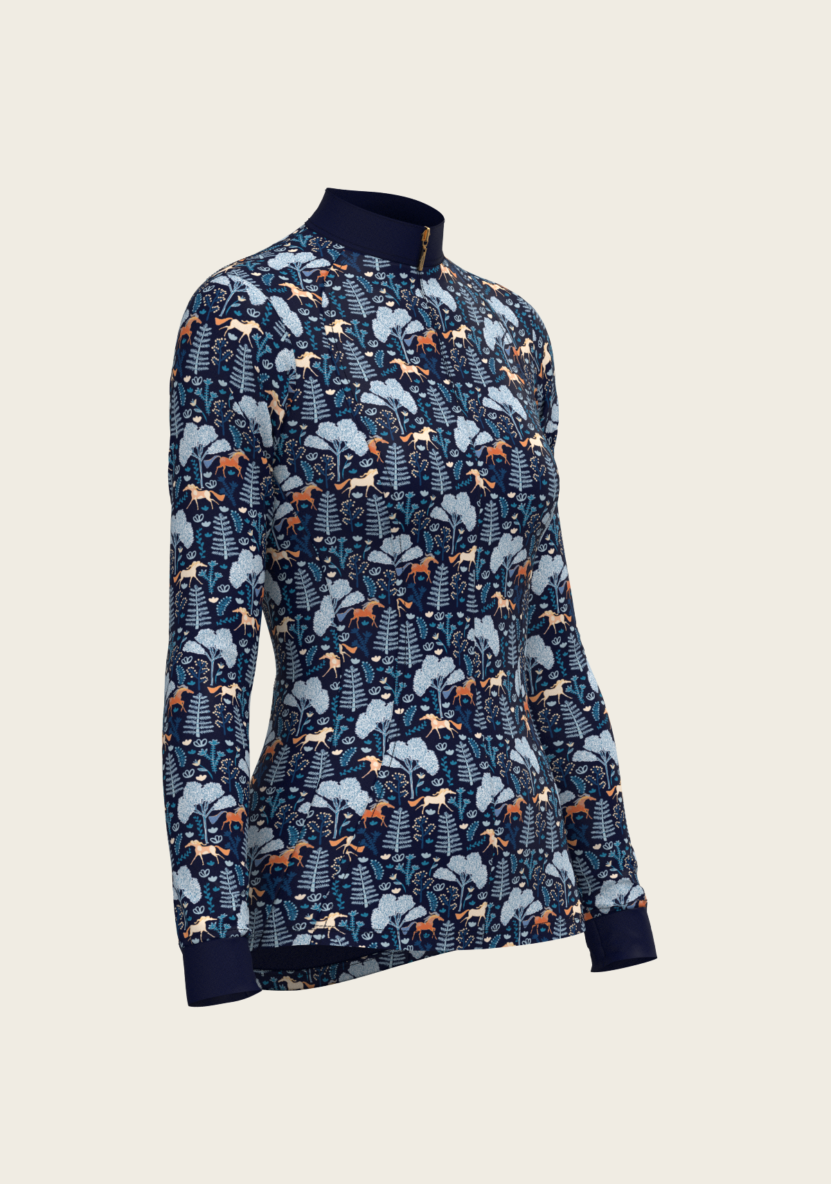 Forest on Navy Quarter Zip Sun Shirt