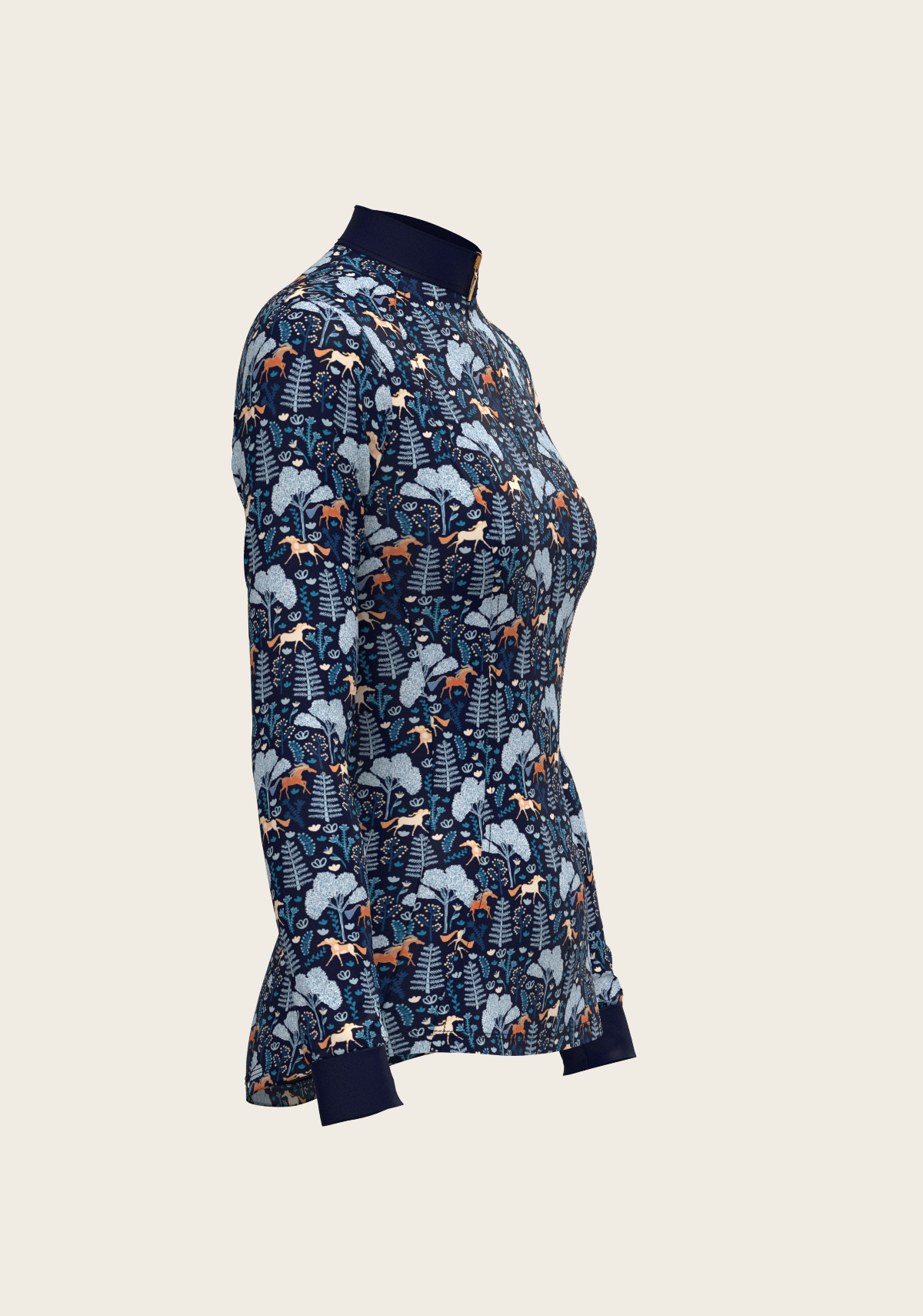 Forest on Navy Quarter Zip Sun Shirt