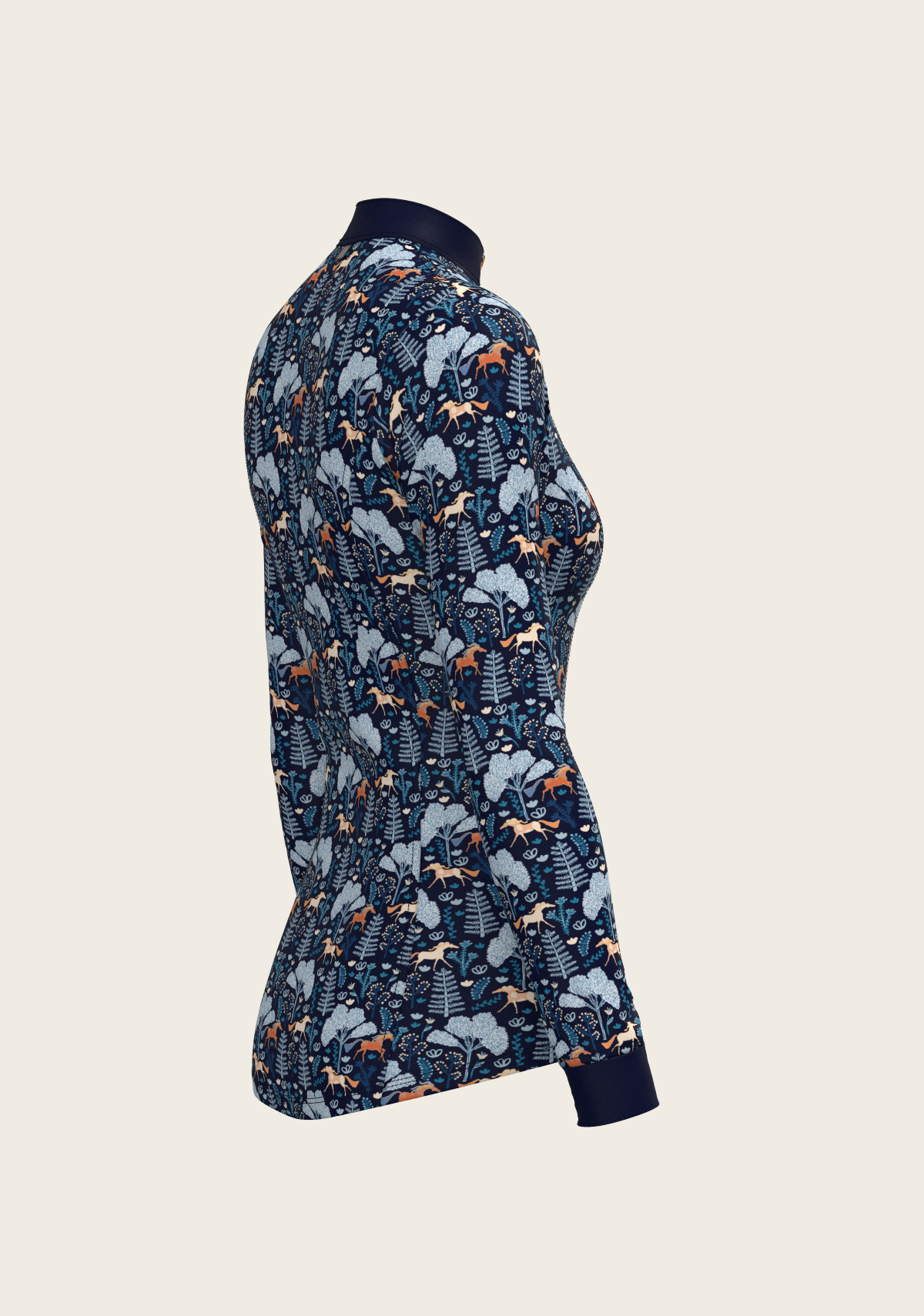 Forest on Navy Quarter Zip Sun Shirt