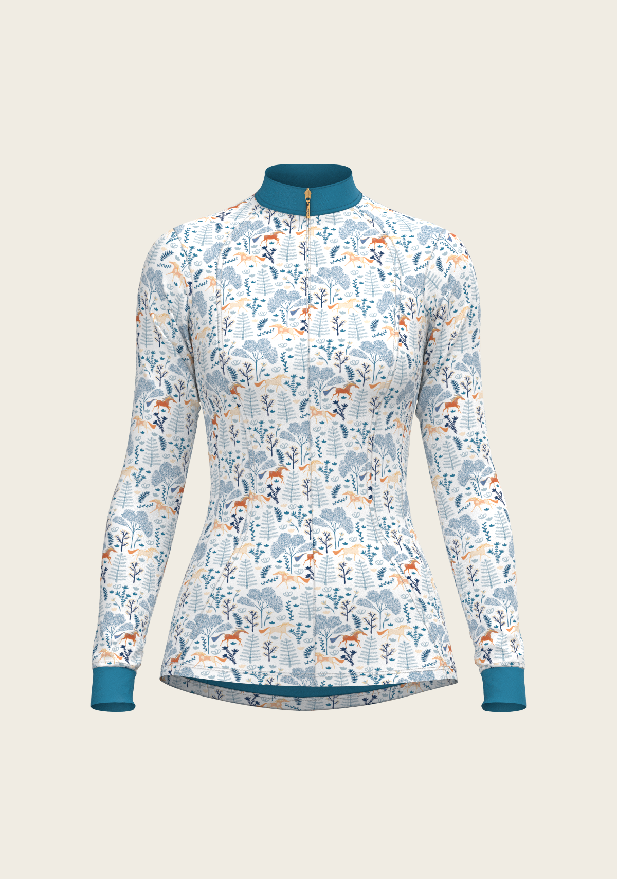 Forest on White Quarter Zip Sun Shirt