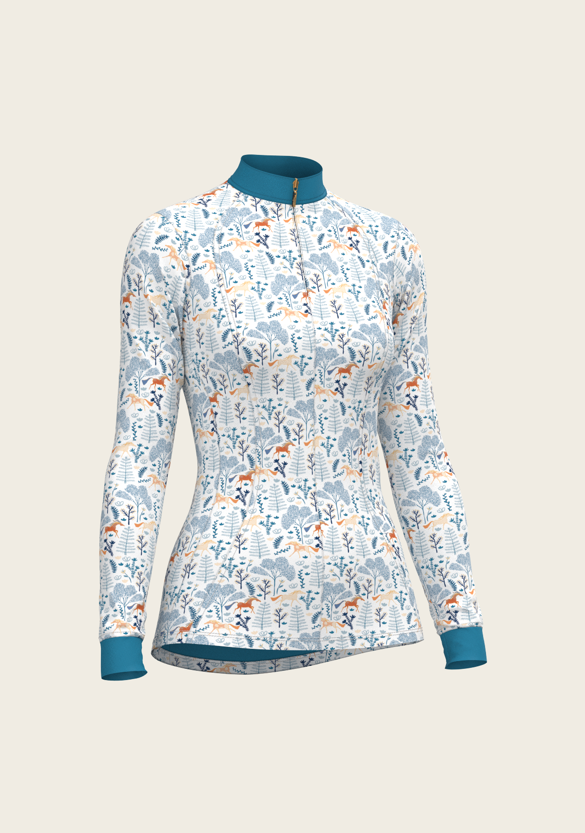 Forest on White Quarter Zip Sun Shirt
