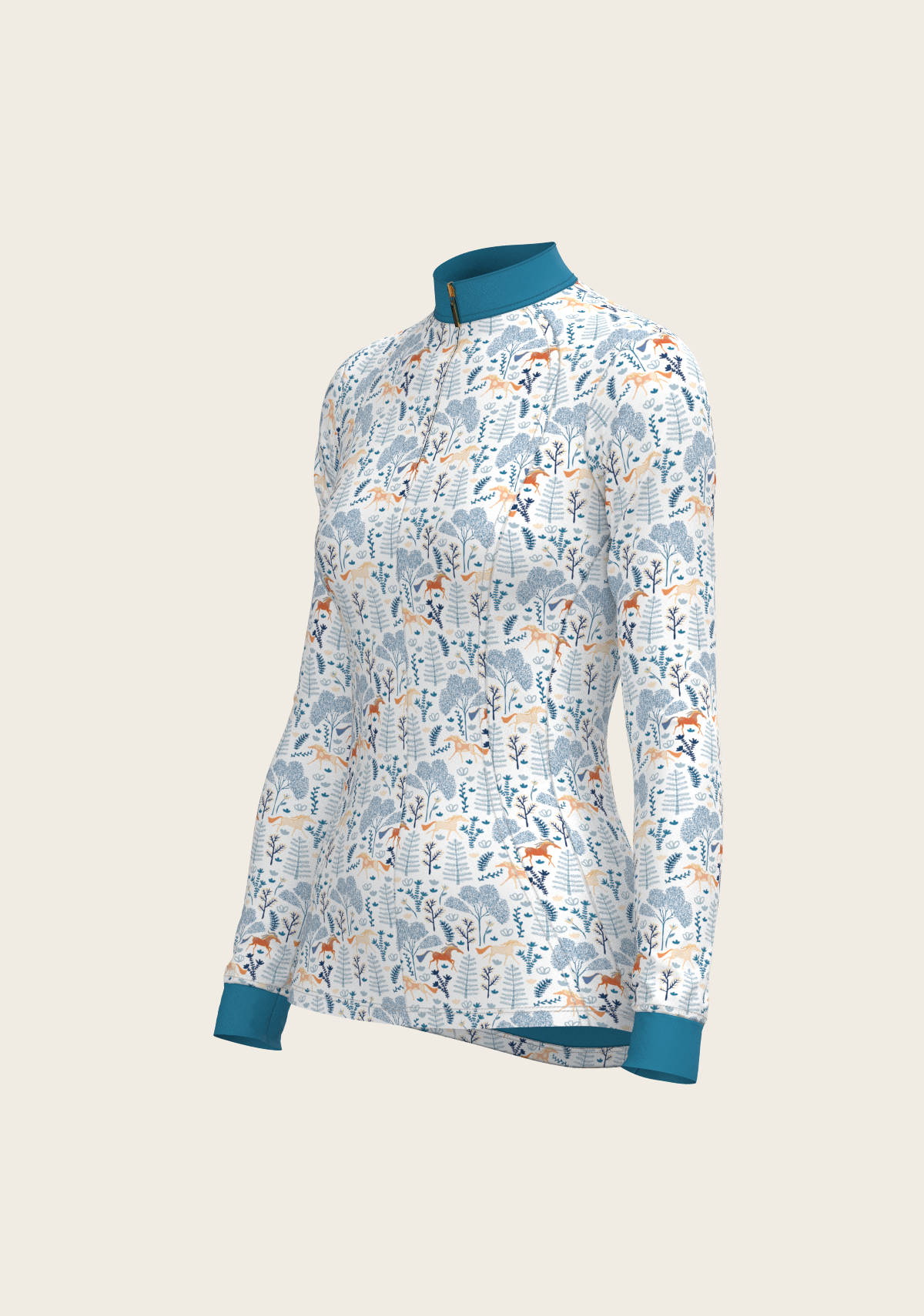 Forest on White Quarter Zip Sun Shirt