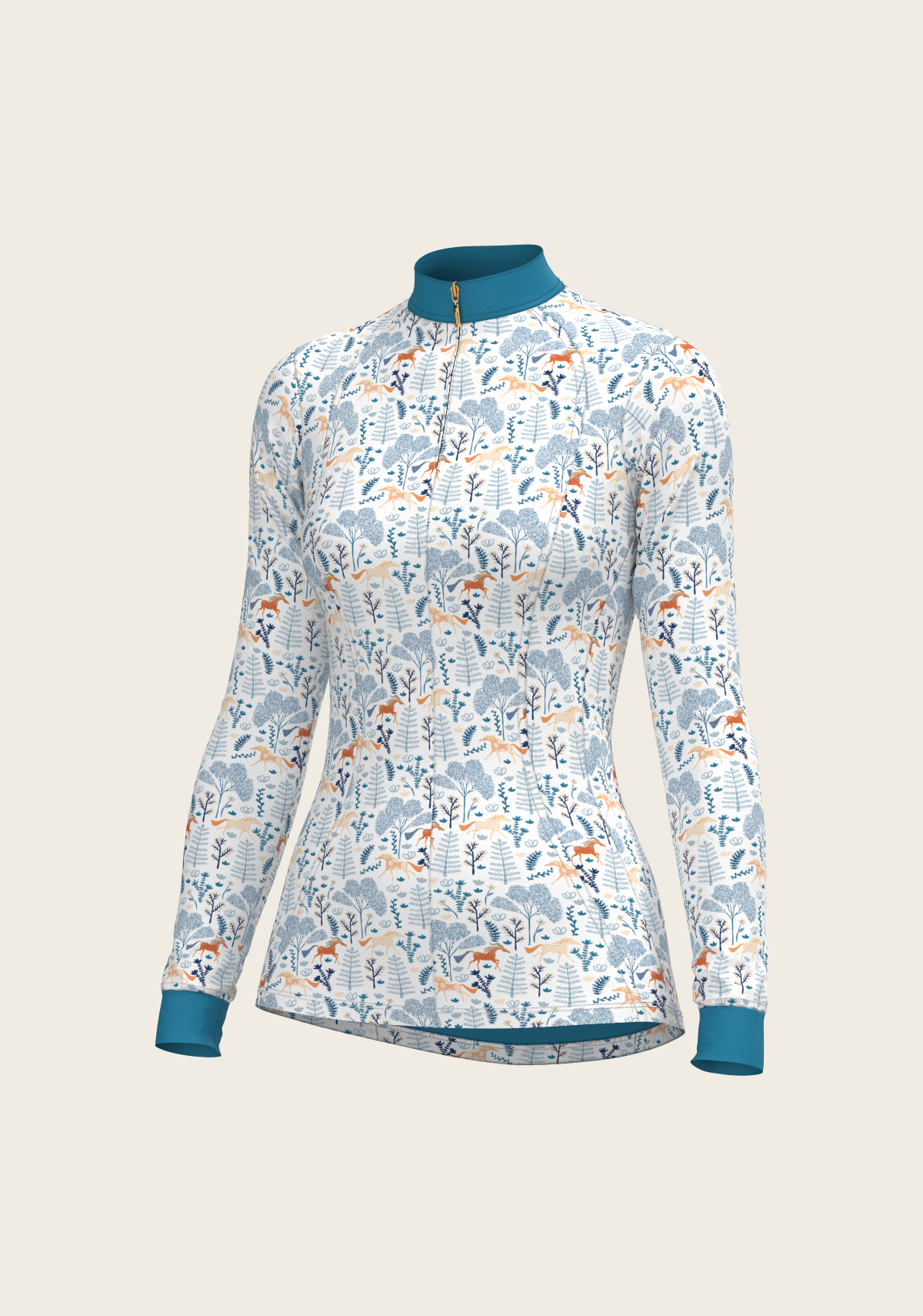Forest on White Quarter Zip Sun Shirt