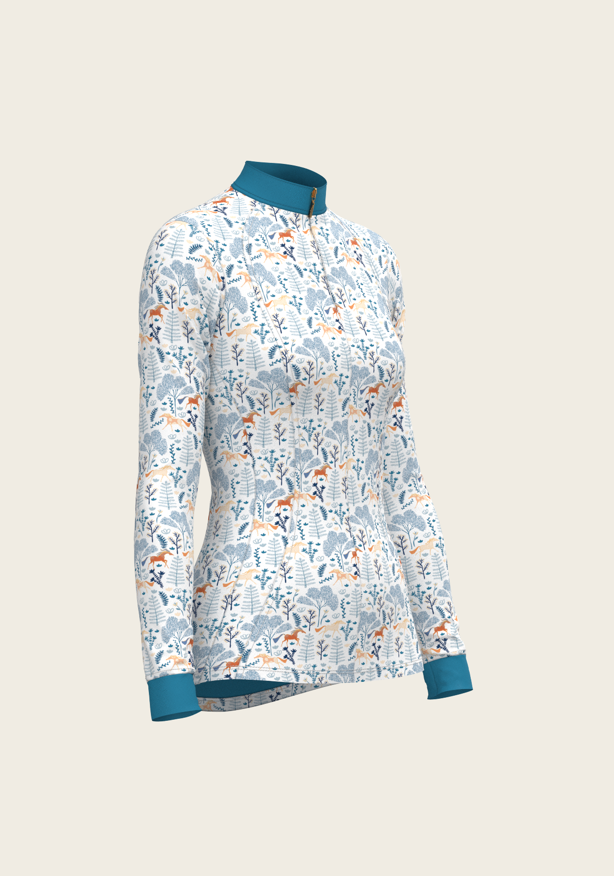 Forest on White Quarter Zip Sun Shirt