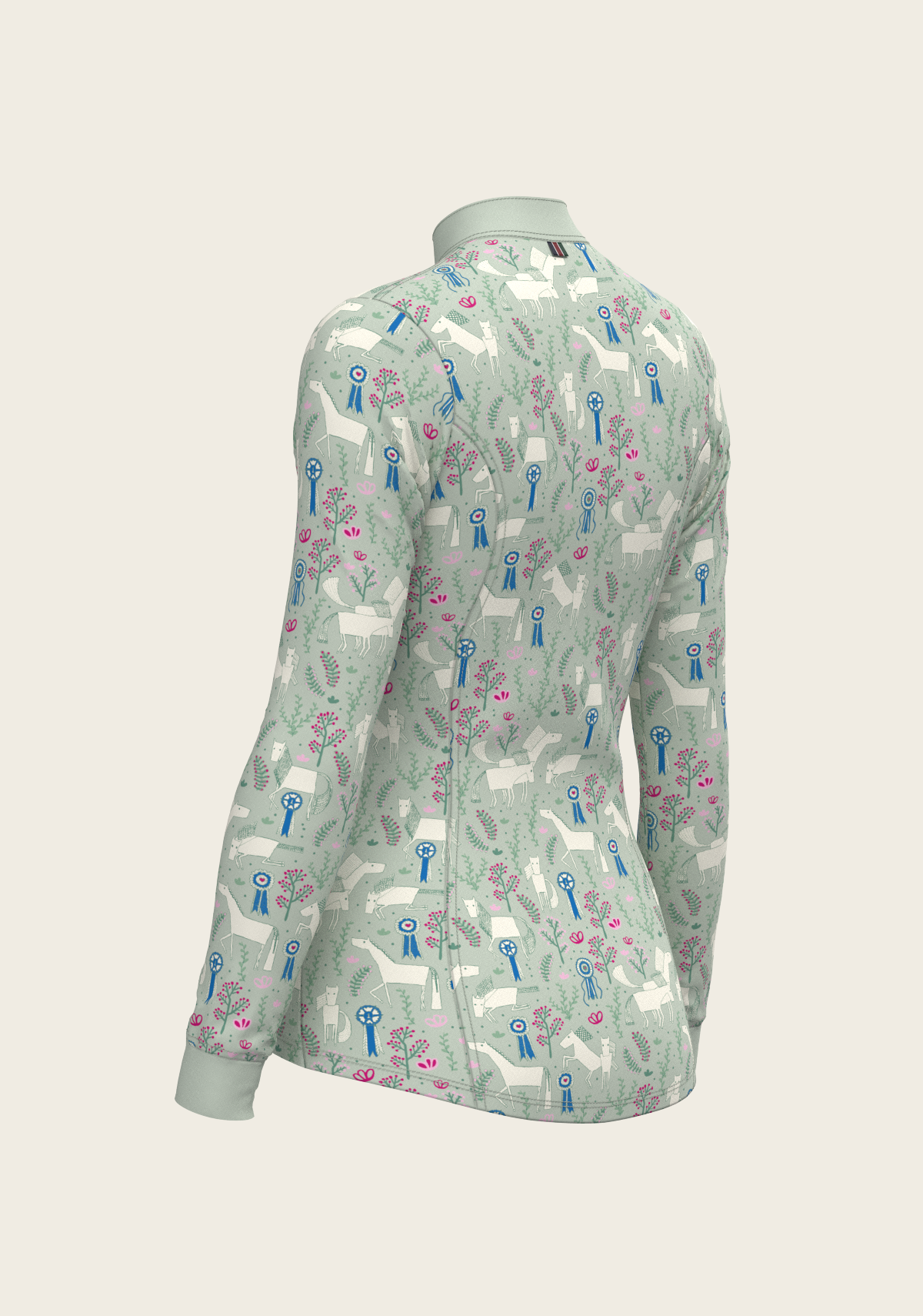 Rosettes on Lime Green Quarter Zip Sun Shirt