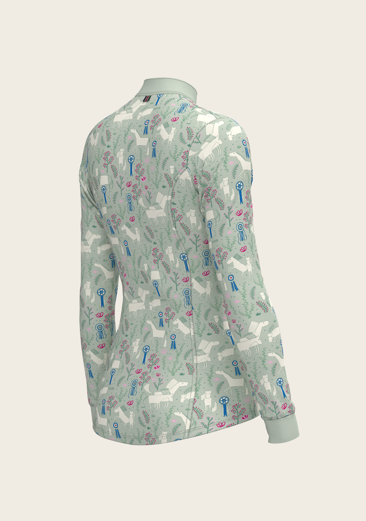 Rosettes on Lime Green Quarter Zip Sun Shirt