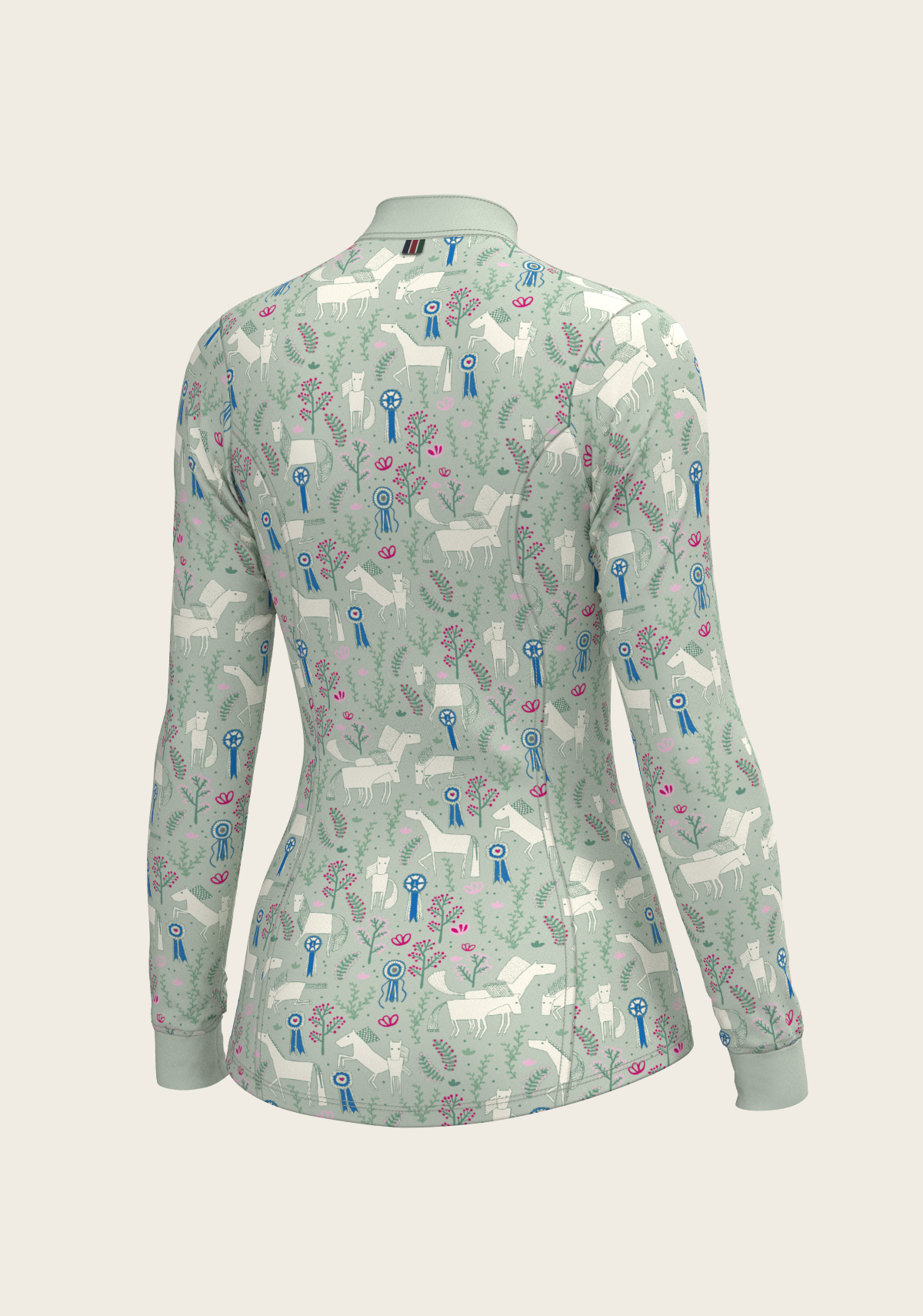 Rosettes on Lime Green Quarter Zip Sun Shirt
