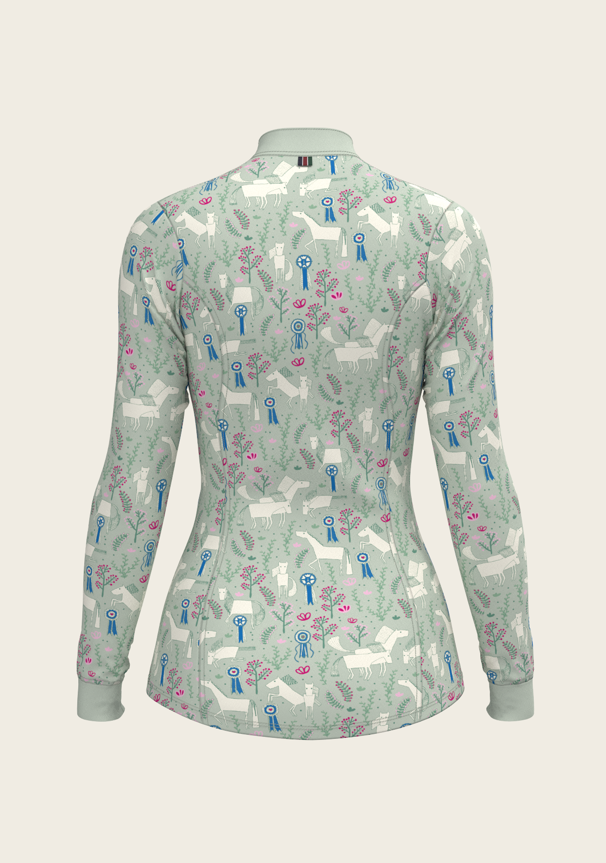 Rosettes on Lime Green Quarter Zip Sun Shirt
