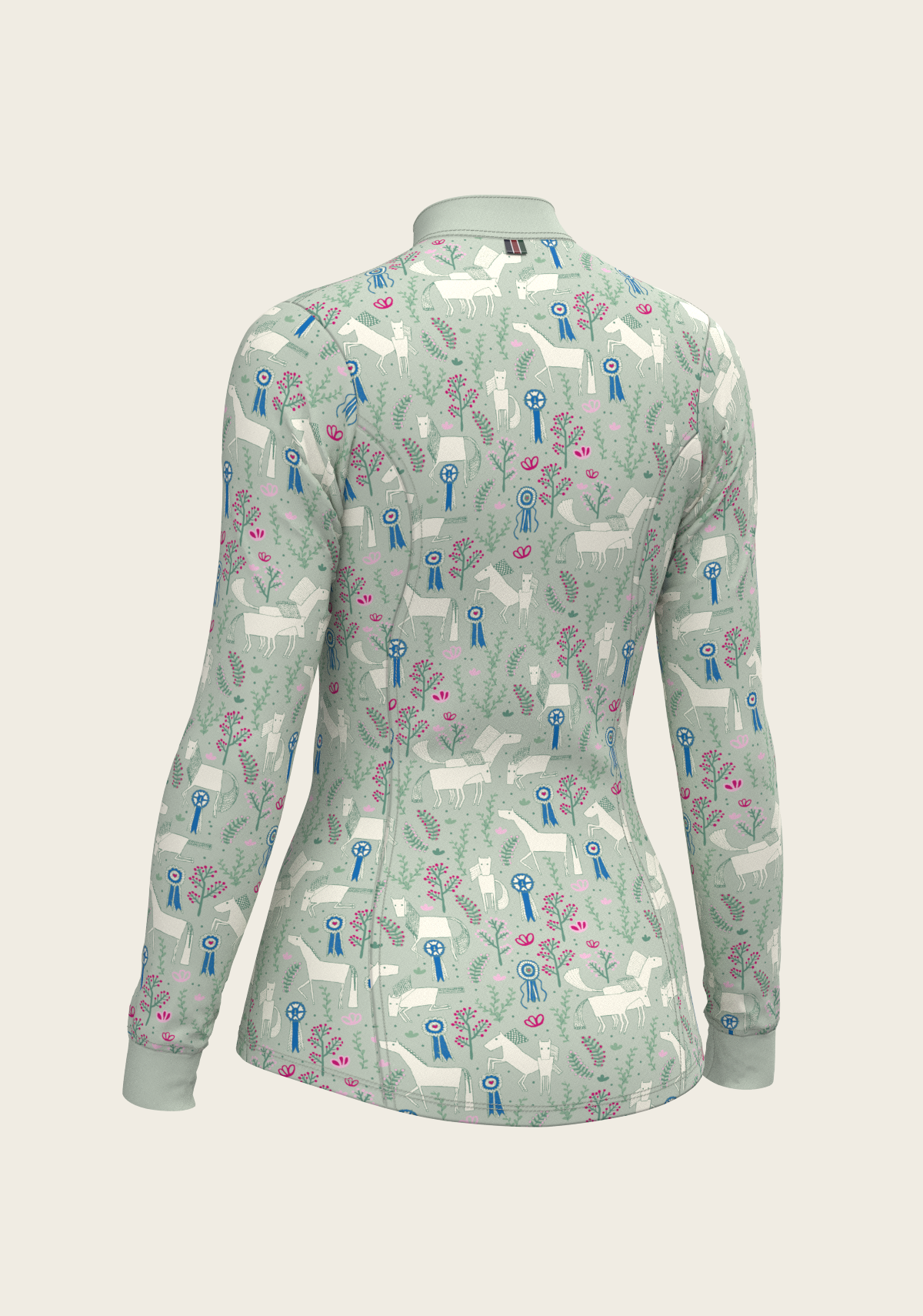 Rosettes on Lime Green Quarter Zip Sun Shirt