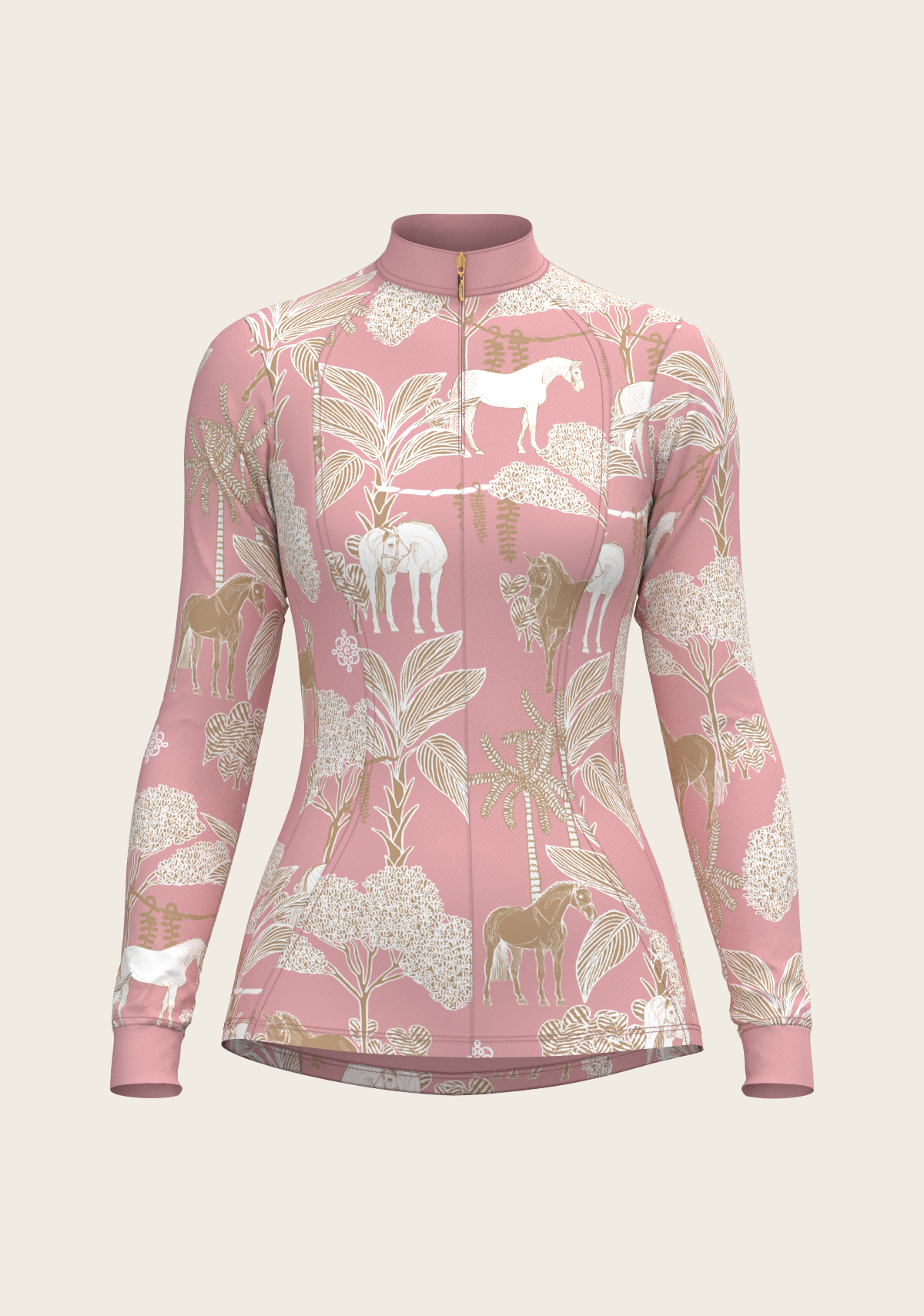 Island Horses on Rose Quarter Zip Sun Shirt
