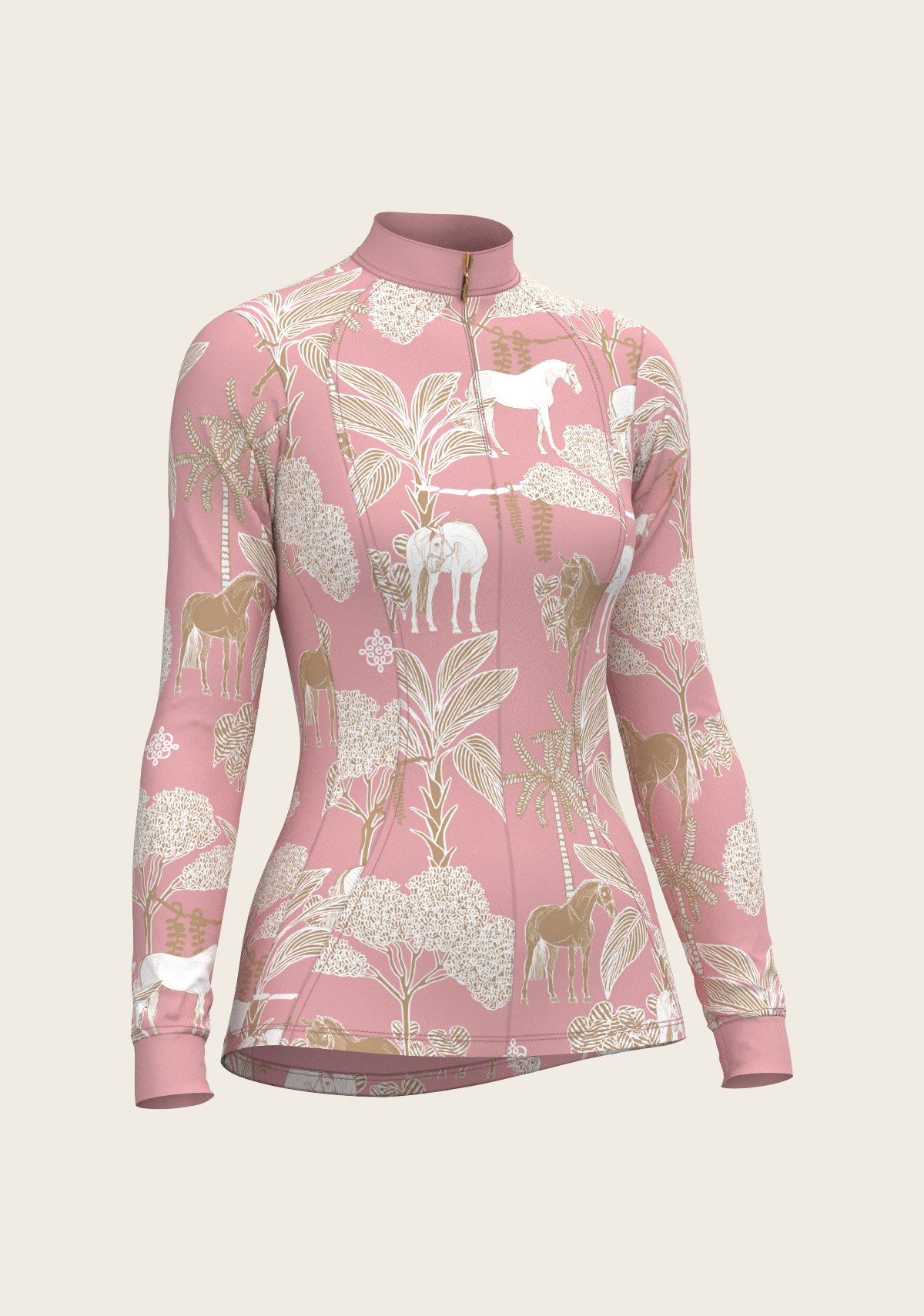 Island Horses on Rose Quarter Zip Sun Shirt