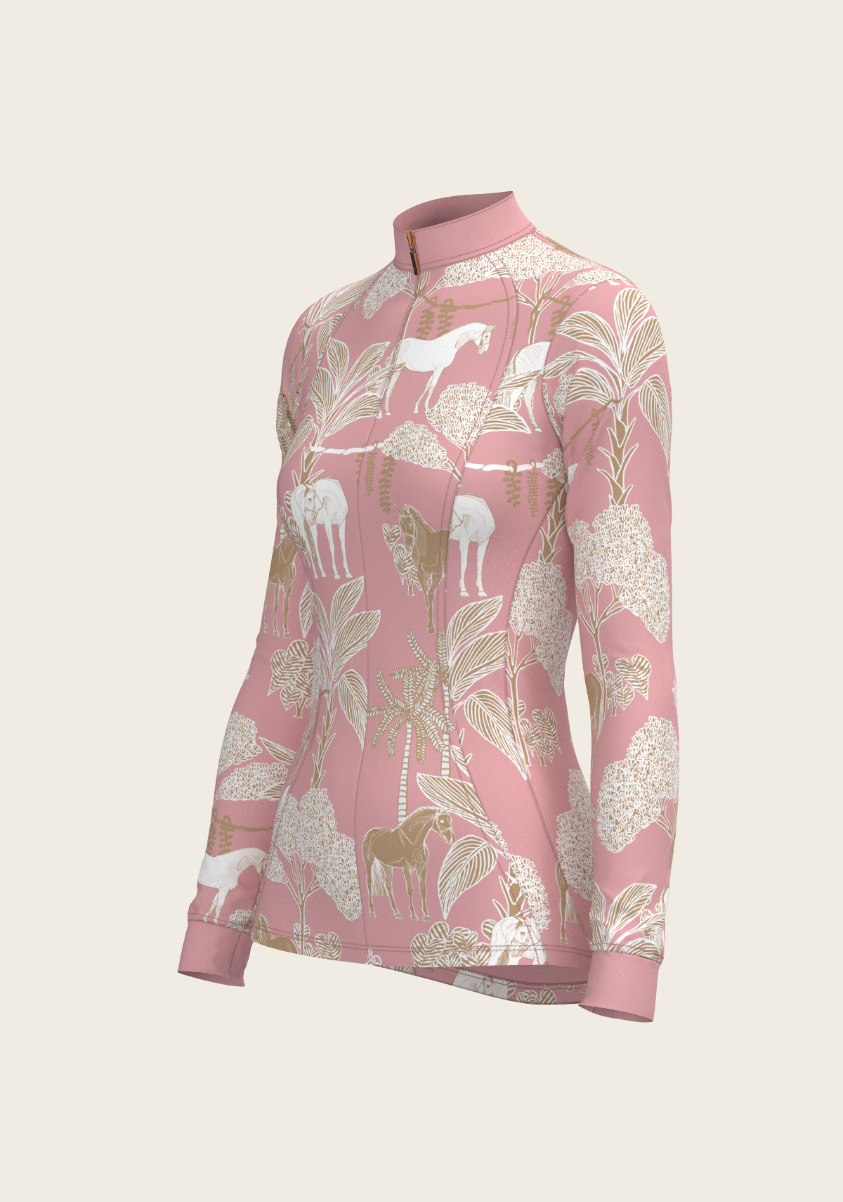 Island Horses on Rose Quarter Zip Sun Shirt