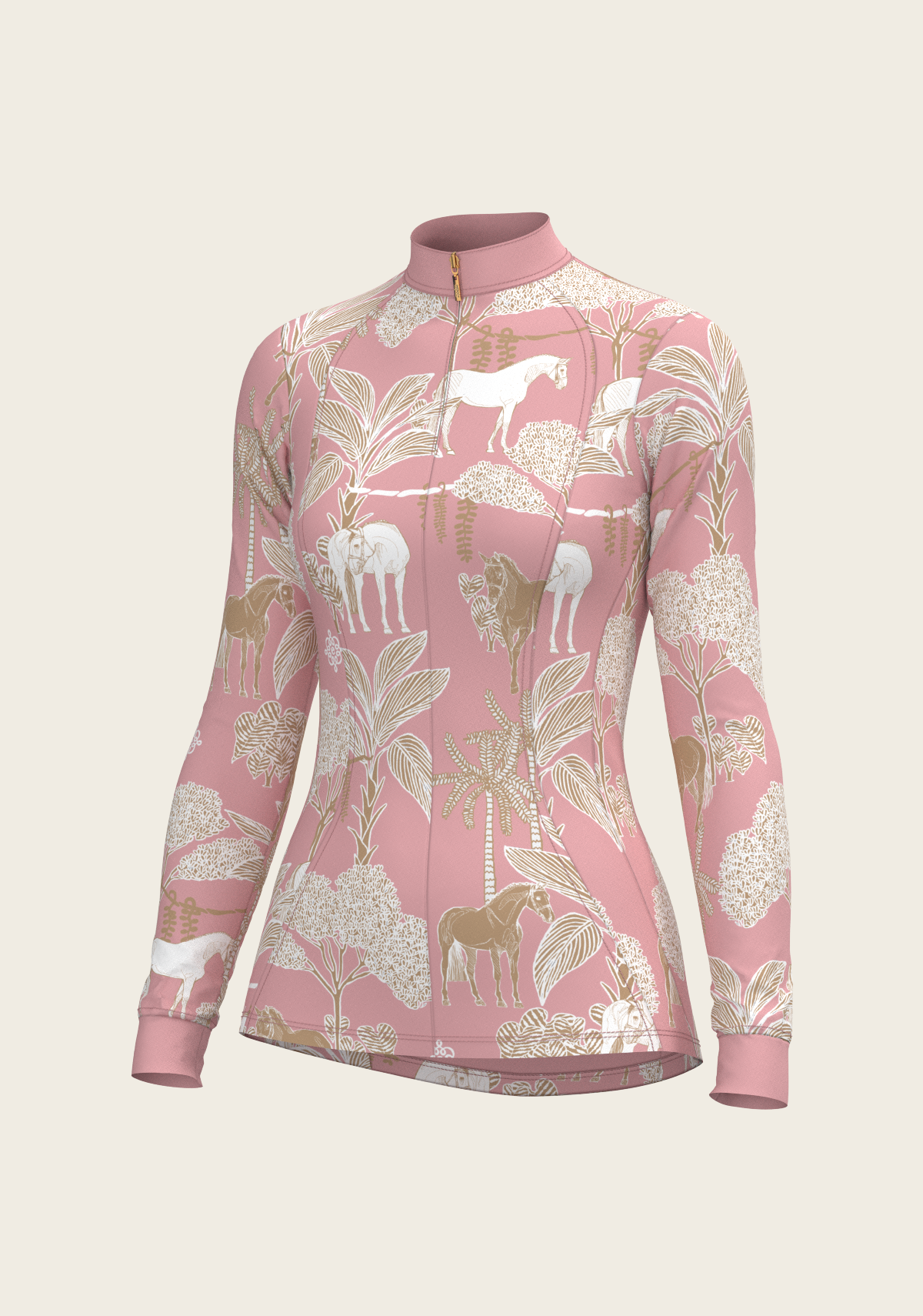 Island Horses on Rose Quarter Zip Sun Shirt