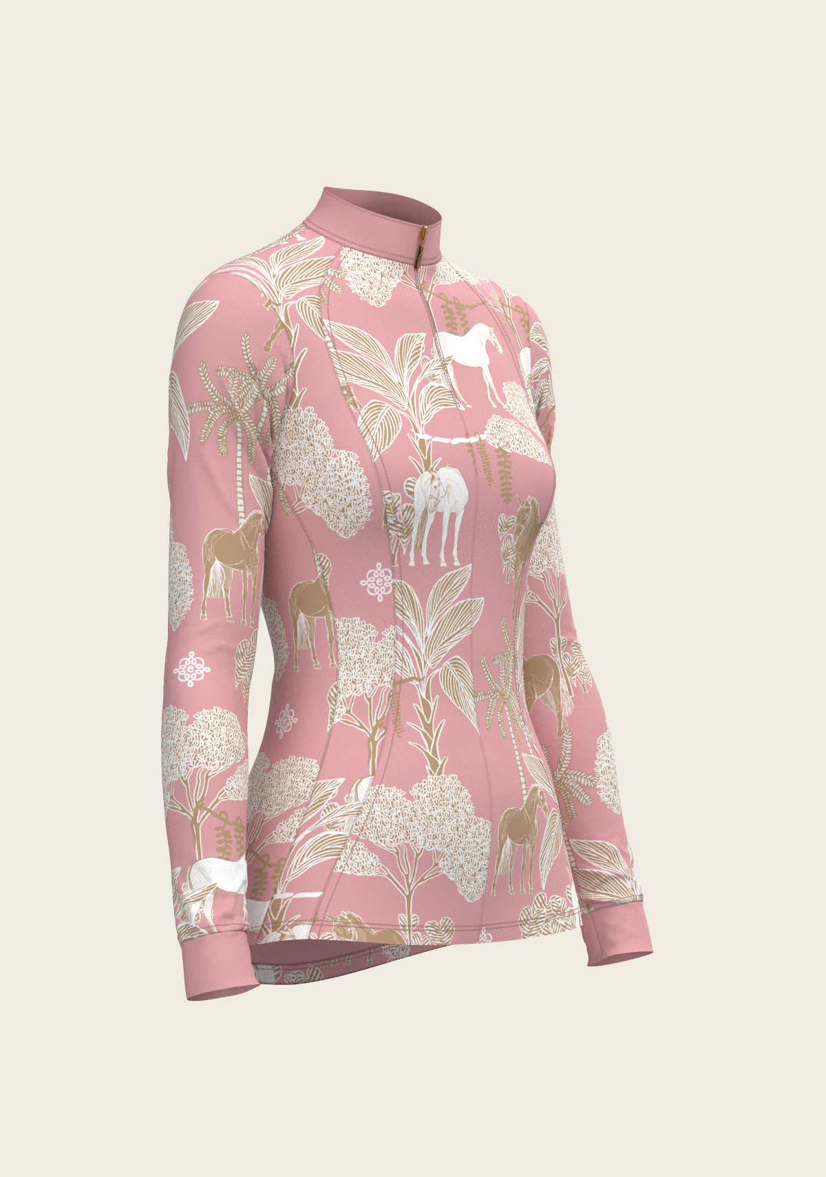 Island Horses on Rose Quarter Zip Sun Shirt