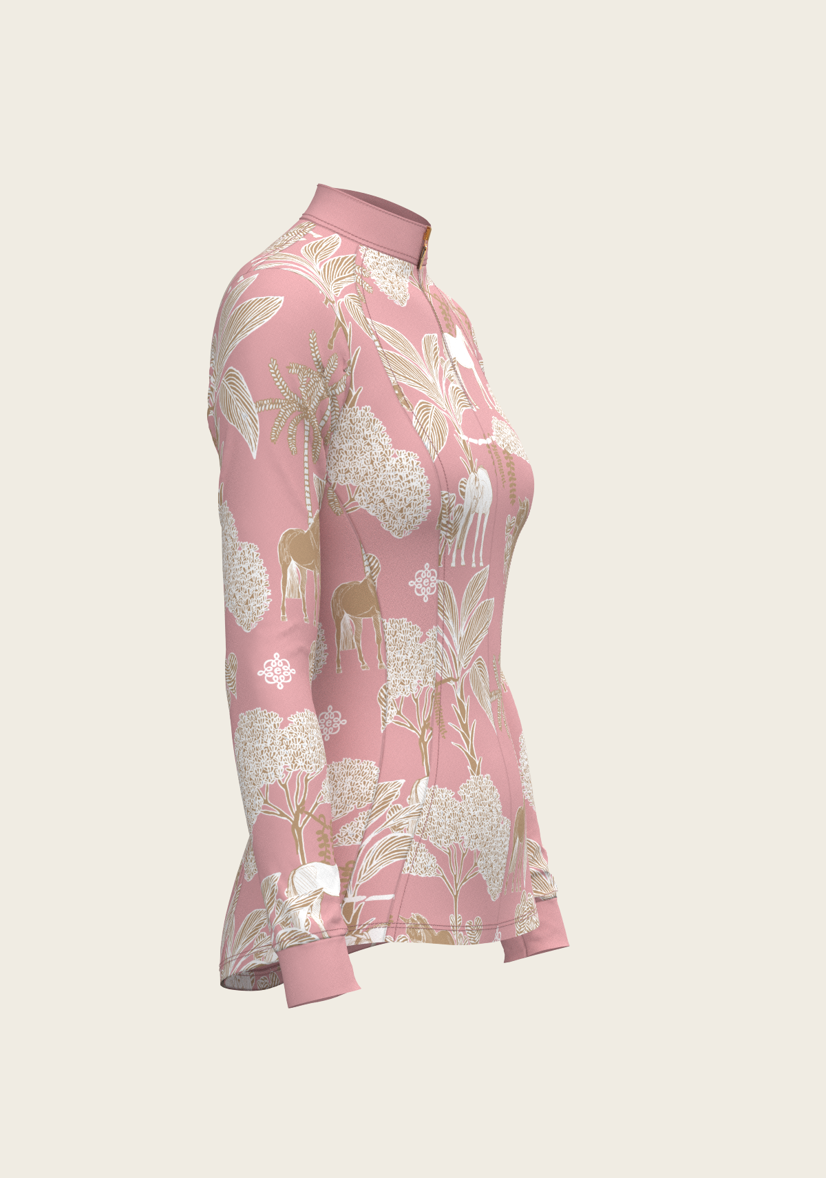 Island Horses on Rose Quarter Zip Sun Shirt