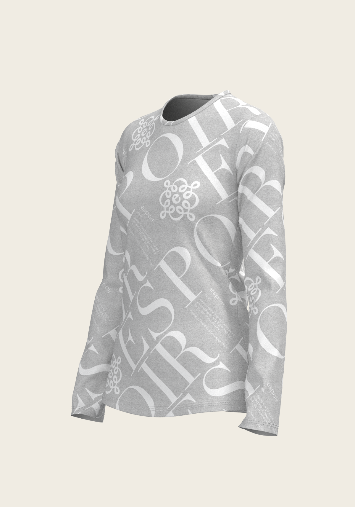 ESPOIR Melange Grey Long Sleeve Sport T-Shirt