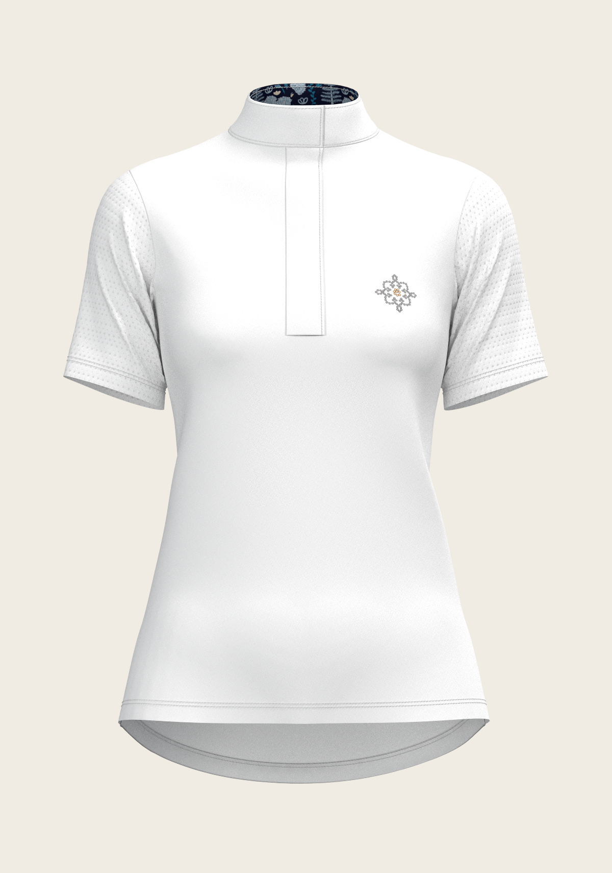 White with Forest on Navy Inner Details Short Sleeve Show Shirt