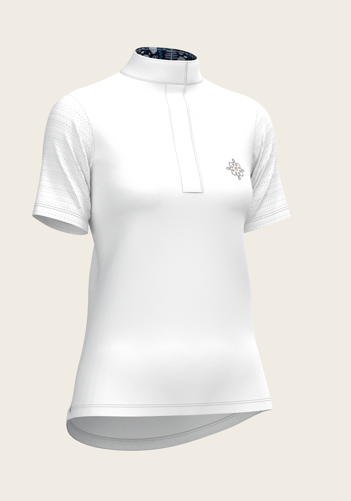 White with Forest on Navy Inner Details Short Sleeve Show Shirt