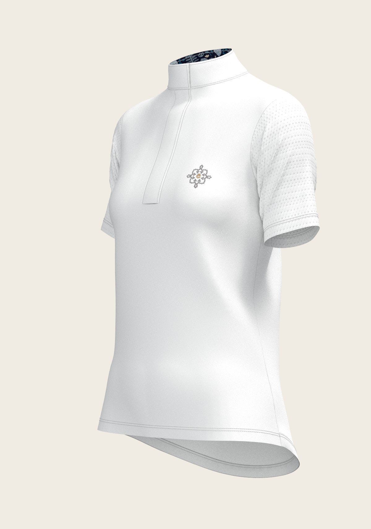 White with Forest on Navy Inner Details Short Sleeve Show Shirt