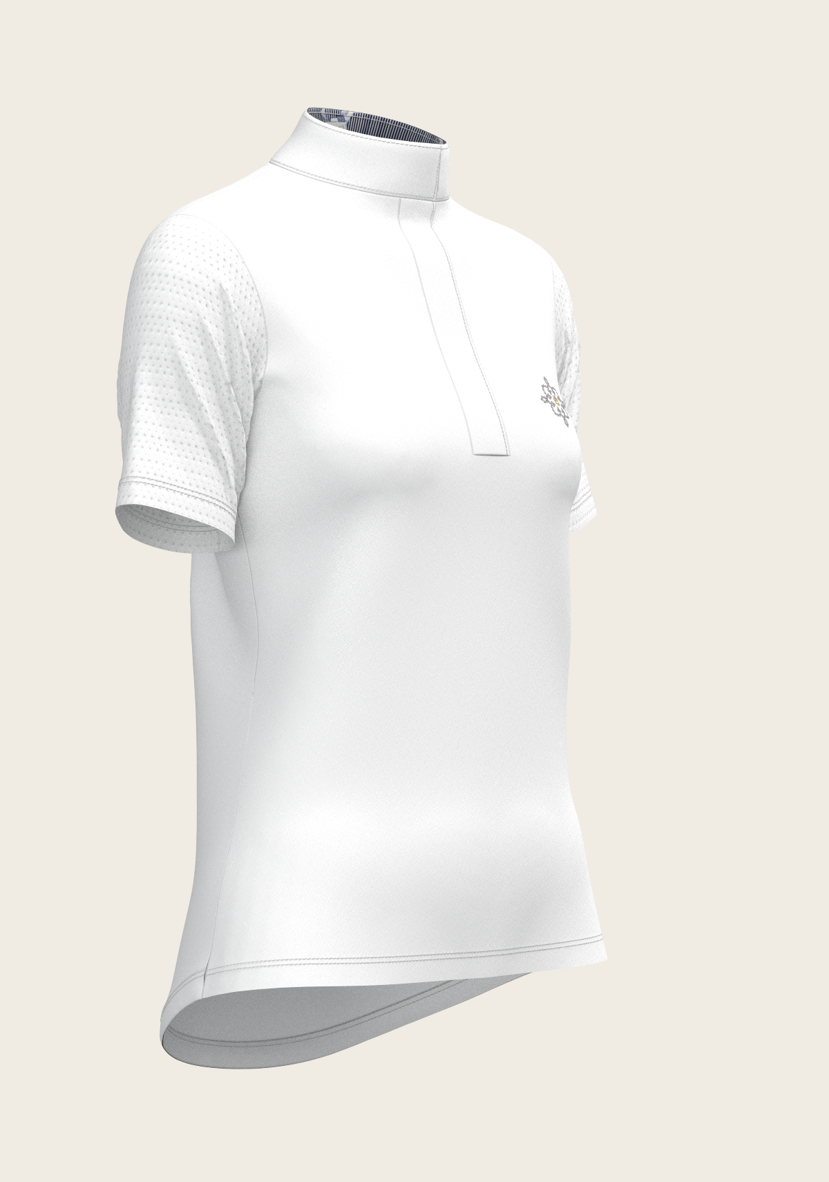 White with Navy Stripes Inner Details Short Sleeve Show Shirt