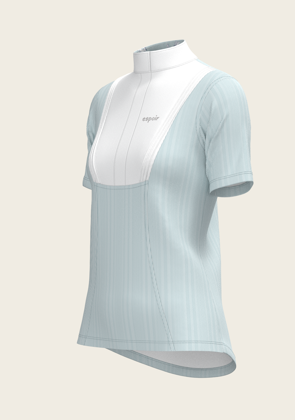Stripes in Sky Blue Short Pleated Short Sleeve Show Shirt