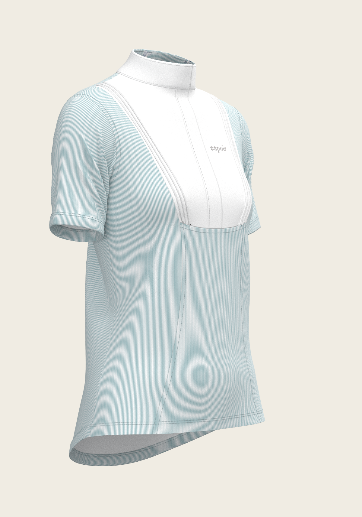 Stripes in Sky Blue Short Pleated Short Sleeve Show Shirt
