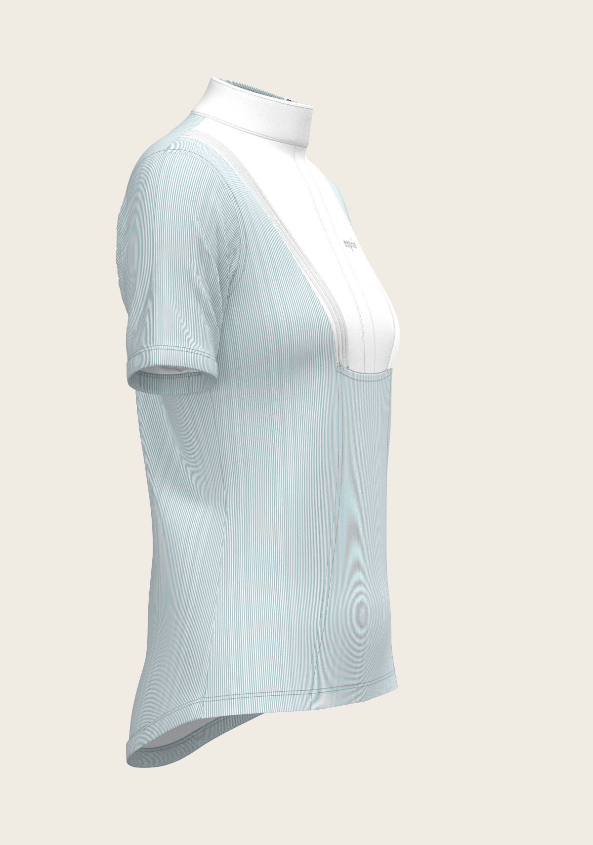 Stripes in Sky Blue Short Pleated Short Sleeve Show Shirt