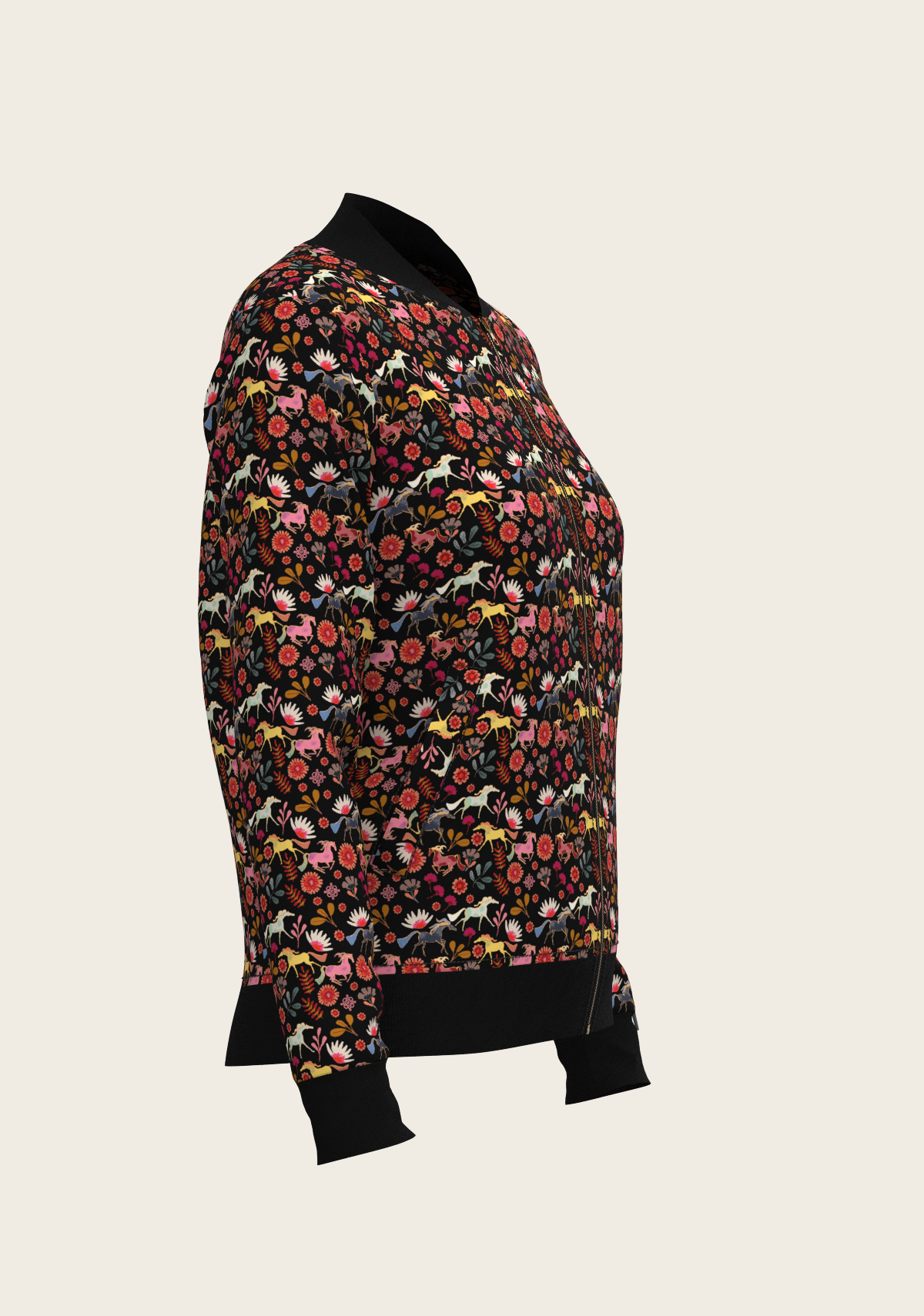 Bouquet on Black Reversible Jacket