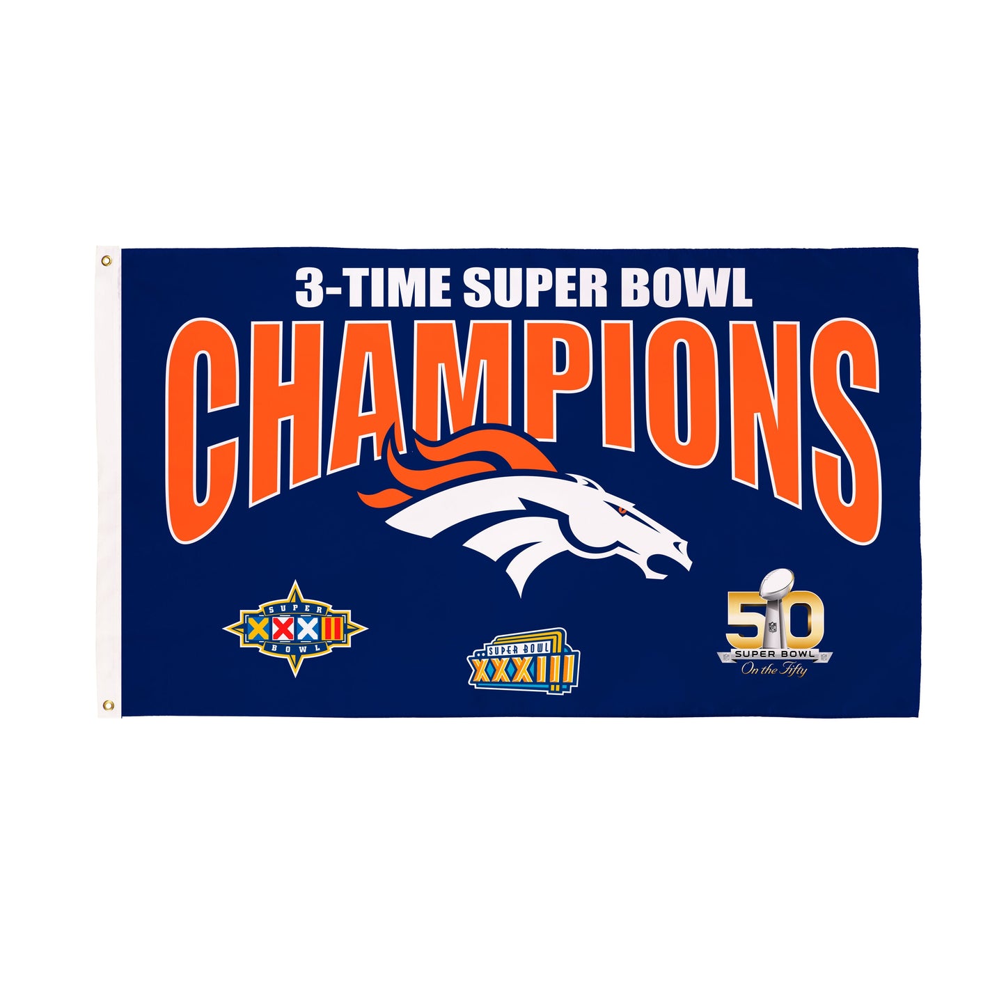 Denver Broncos 3X Superbowl Champions Football 3x5 Flag