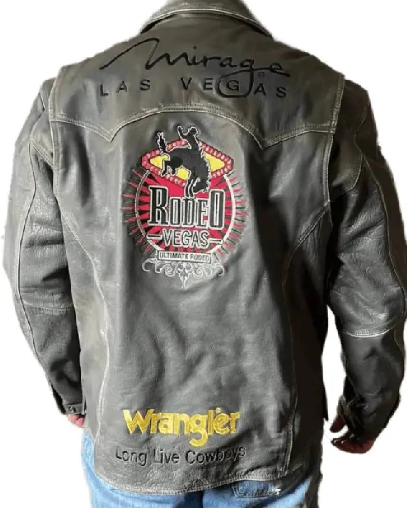 Las Vegas Rodeo Grey Mirage Wrangler Leather Jacket
